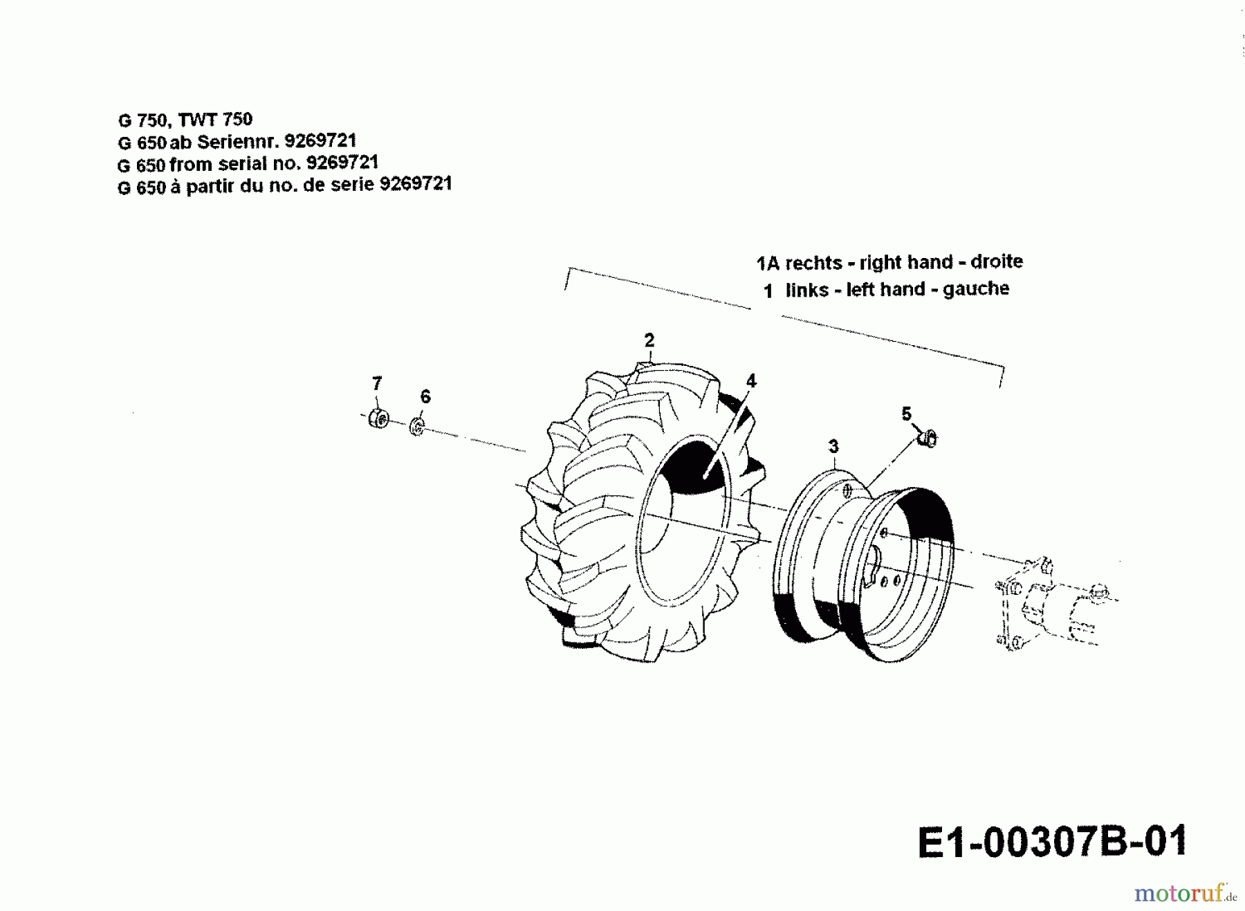  Cub Cadet Einachser TWT 650 00026.06  (1997) Räder ab Seriennr. 9269721