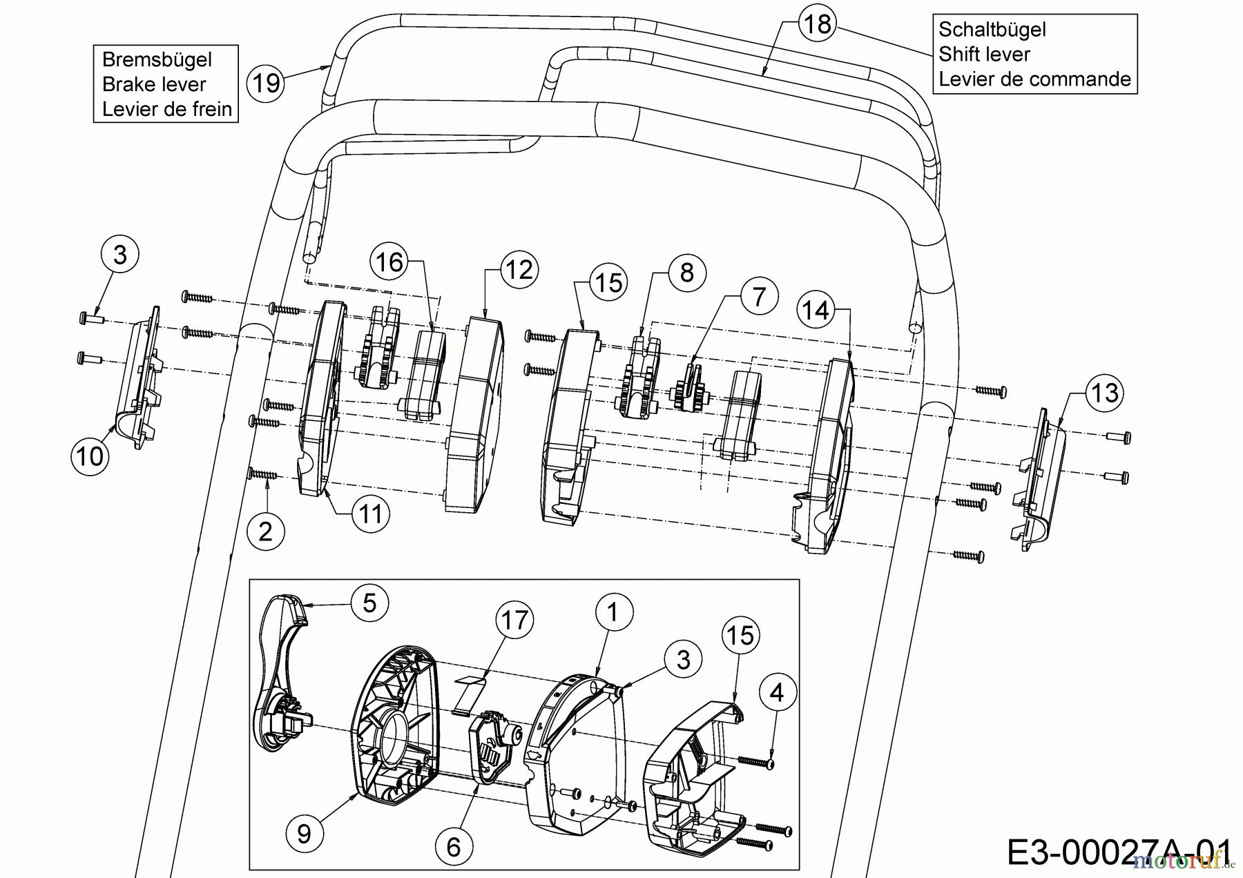  Cub Cadet Motormäher mit Antrieb XM2 ER53E 12ARZA9A603  (2018) Bremsbügel, Geschwindigkeitsregelung, Schaltbügel