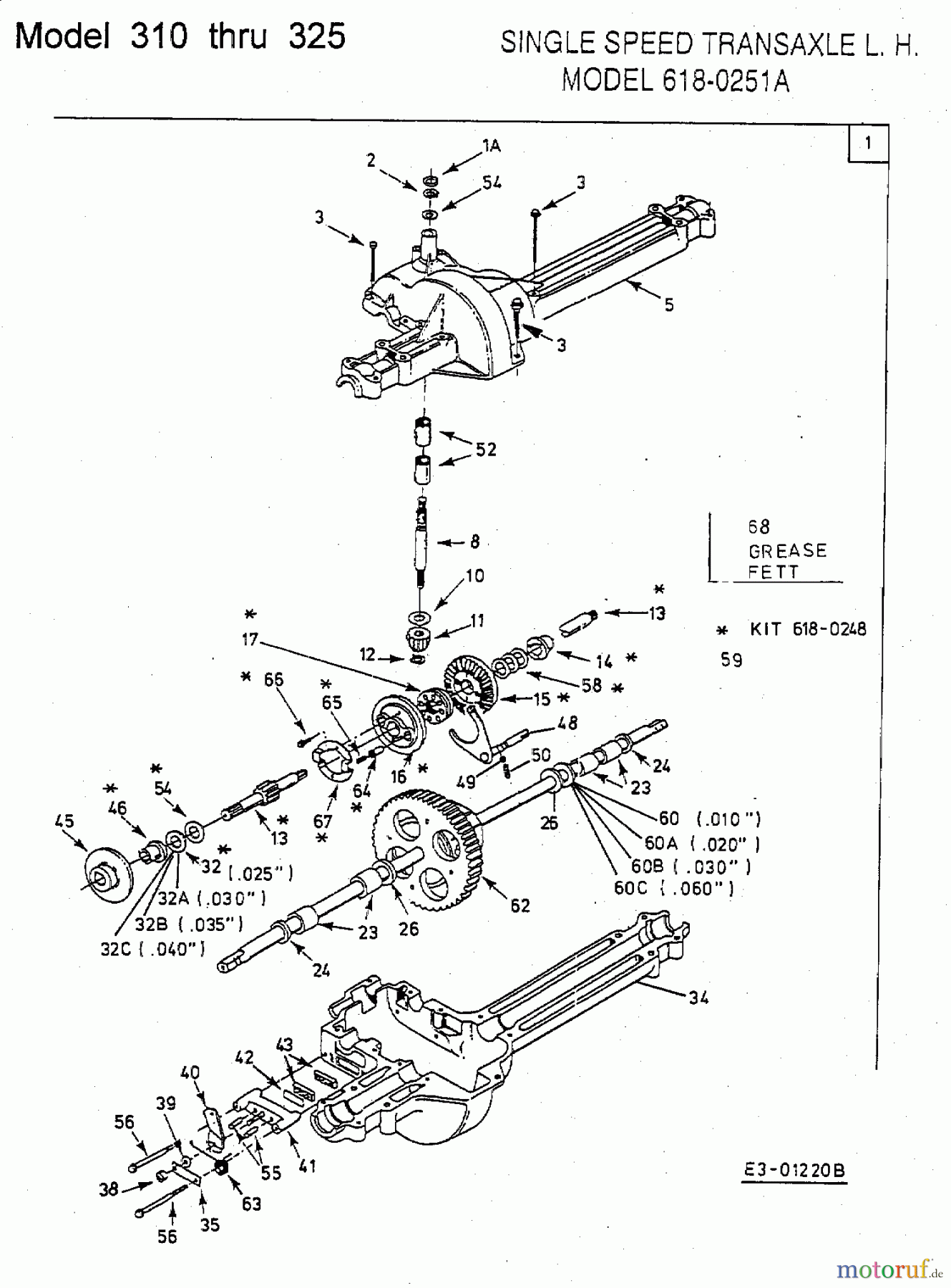  Yard-Man Rasentraktoren DX 70 13A-310-643  (1998) Getriebe