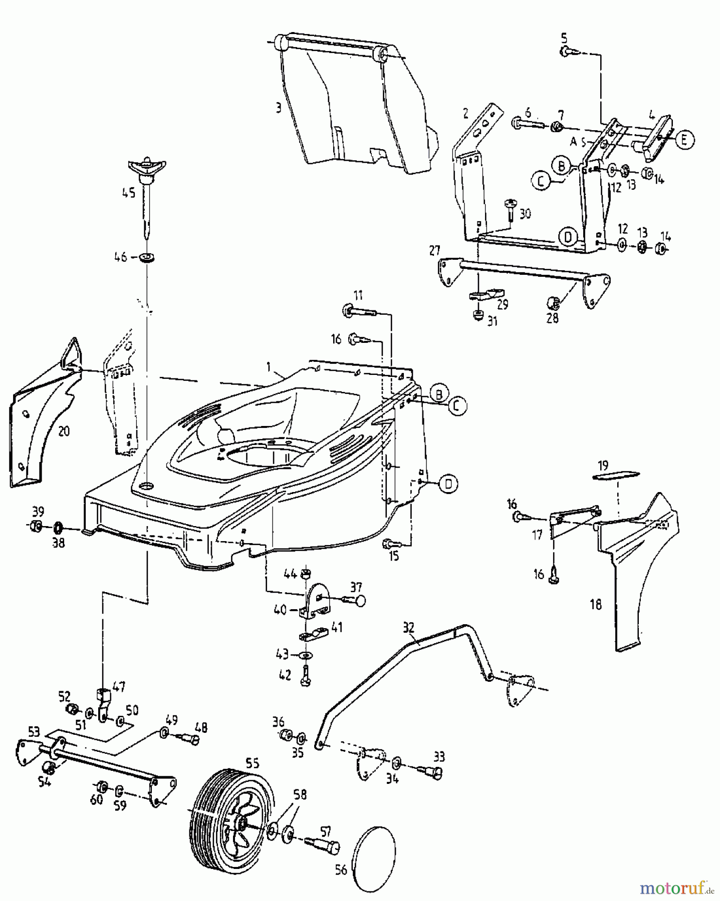 Gutbrod Tondeuse thermique HB 42 L 11B-L56Z604 (1999) Réglage hauteur, Roues avant