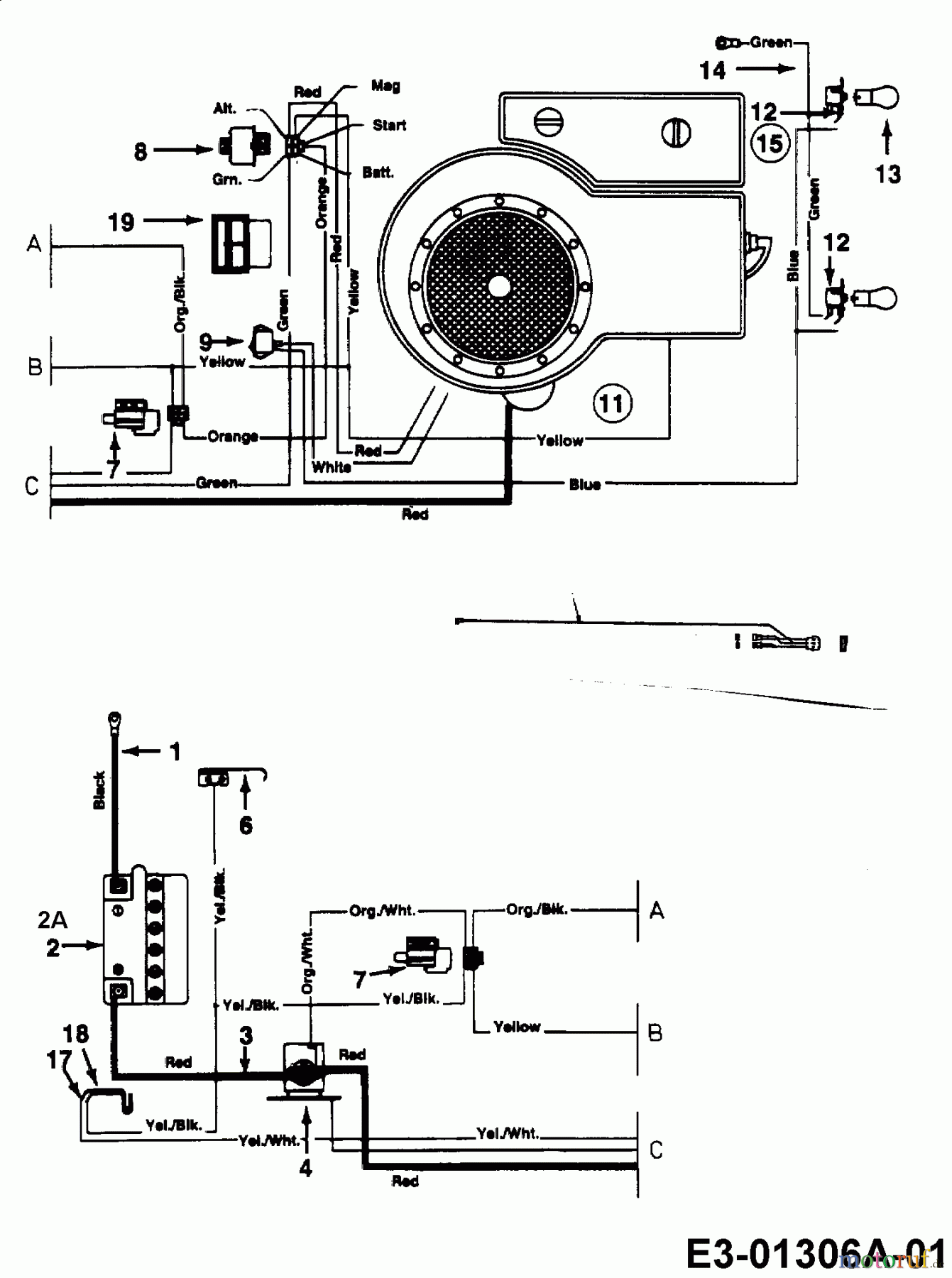  Yard Star Rasentraktoren C 45 GD 13AC45GD605  (1997) Schaltplan Einzylinder