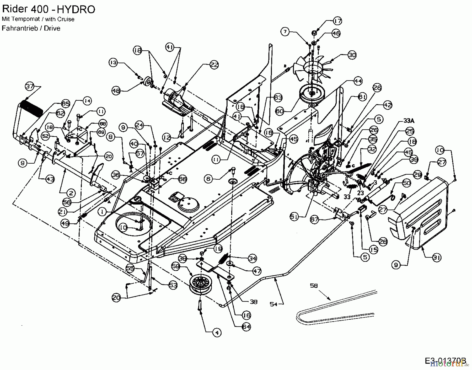  Gutbrod Rasentraktoren Sprint SLX 92 RH 13AE416E690  (1999) Fahrantrieb, Pedale