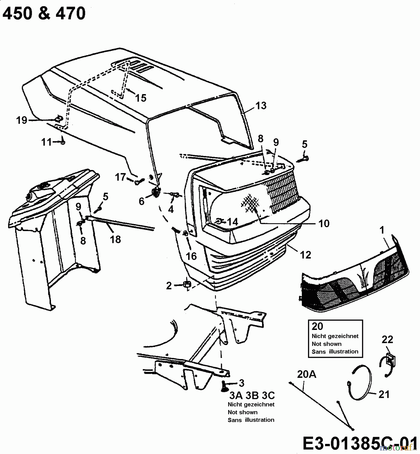  MTD ältere Modelle Rasentraktoren B 10 13A1450D600  (2002) Motorhaube 0-Style