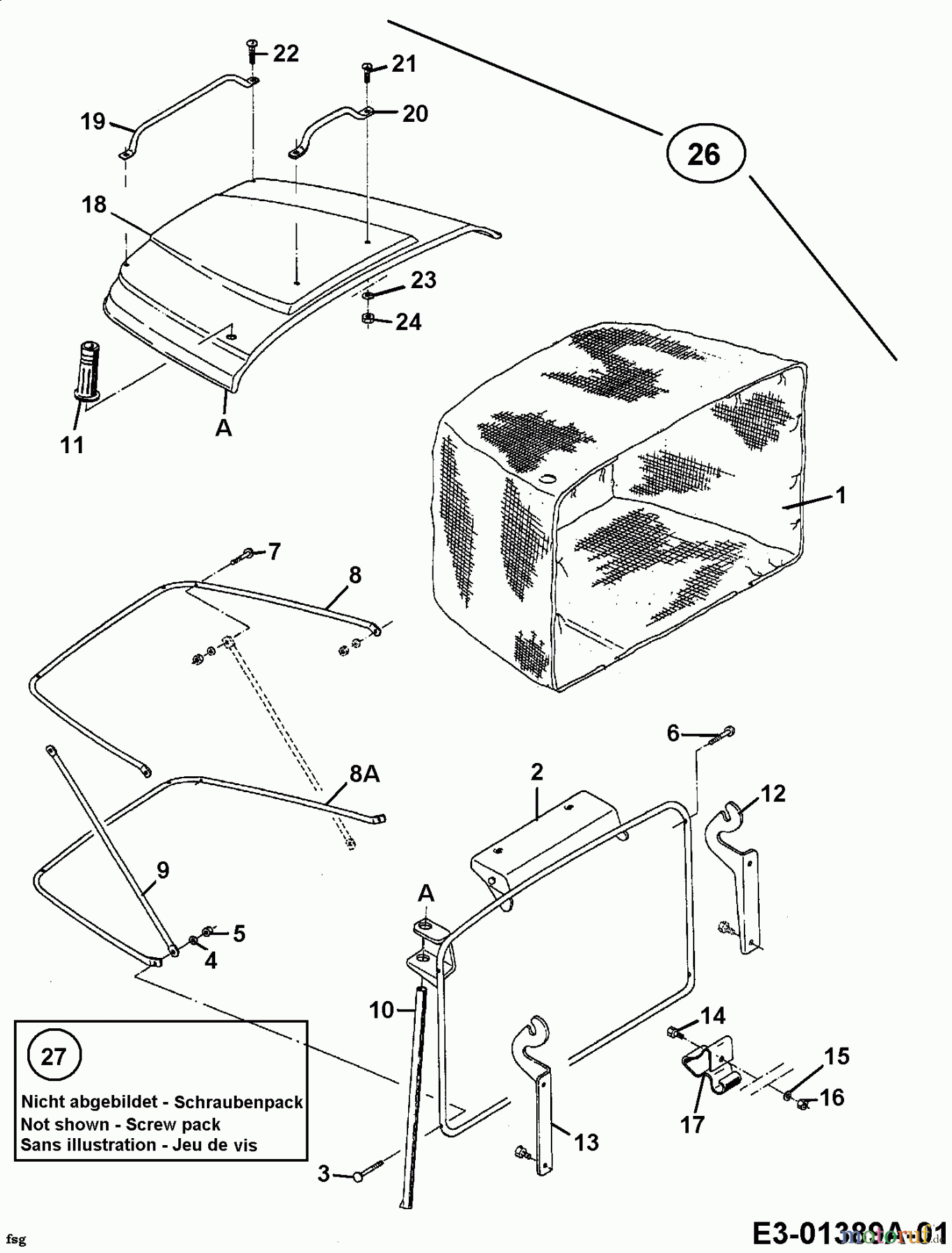  MTD ältere Modelle Rasentraktoren J/130 13AN475A678  (2001) Grasfangkorb