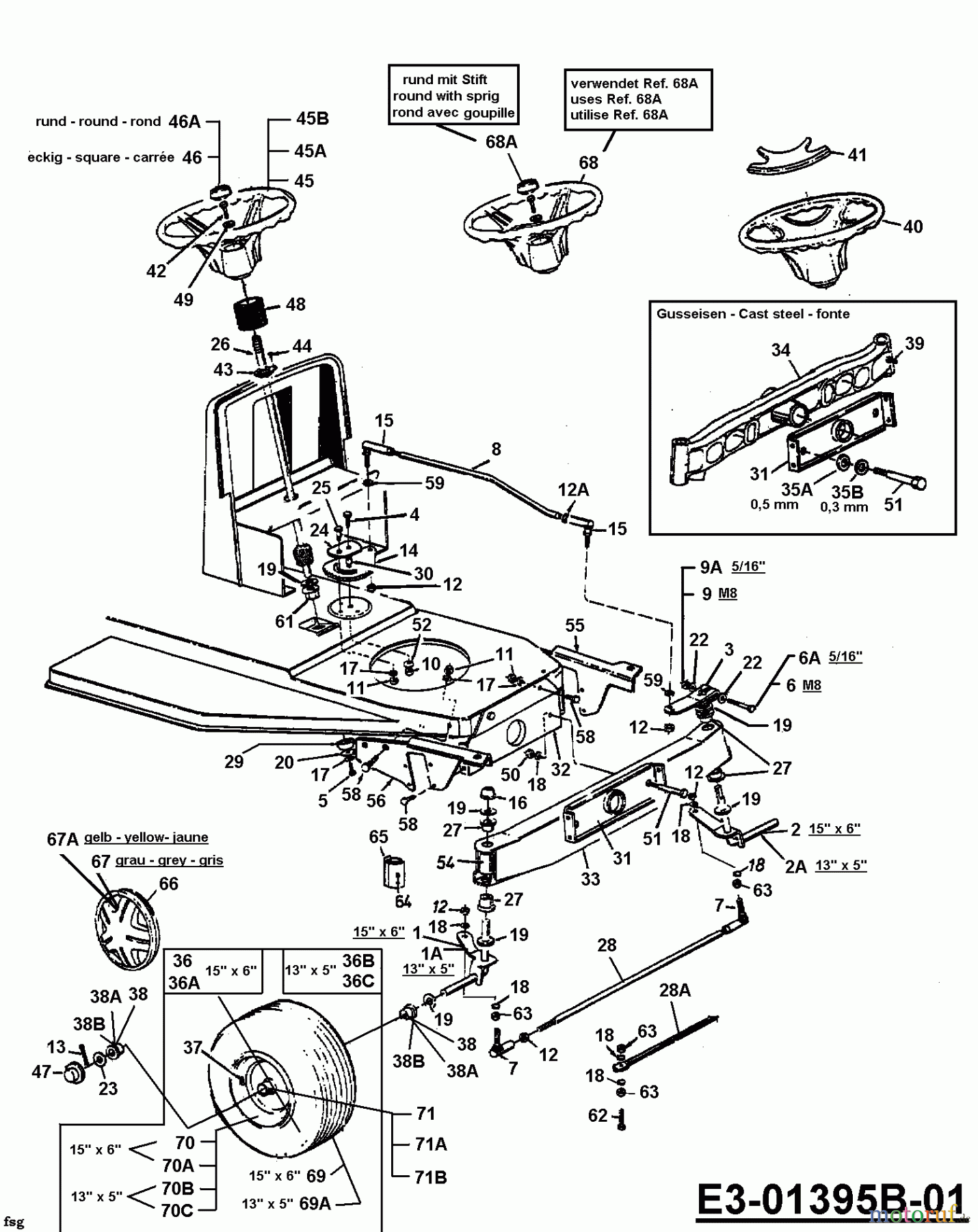  Edt Rasentraktoren EDT 115-76 13AC453C610  (1999) Lenkung, Räder vorne, Vorderachse