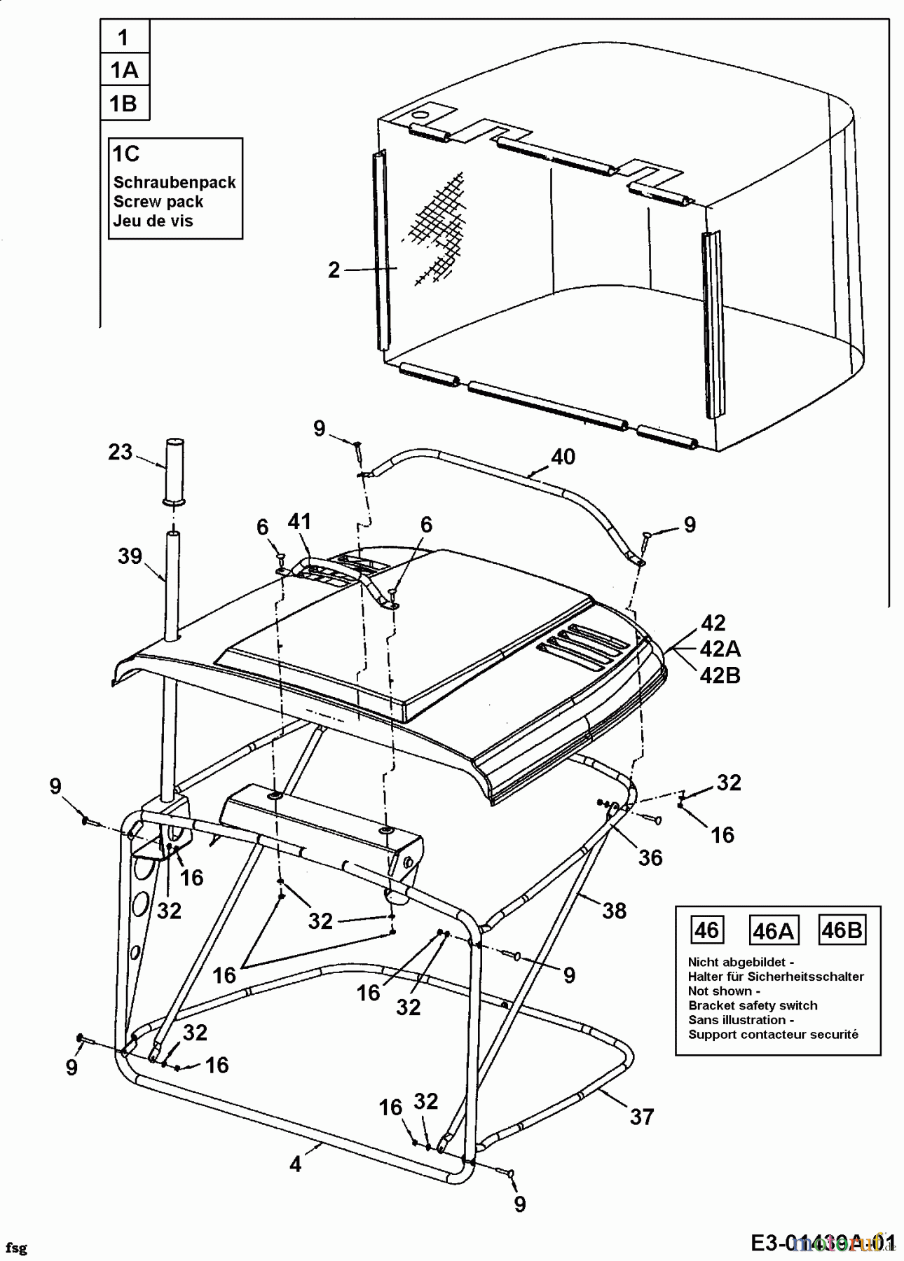  MTD ältere Modelle Rasentraktoren RH 125/92 13C1452E600  (2003) Grasfangkorb