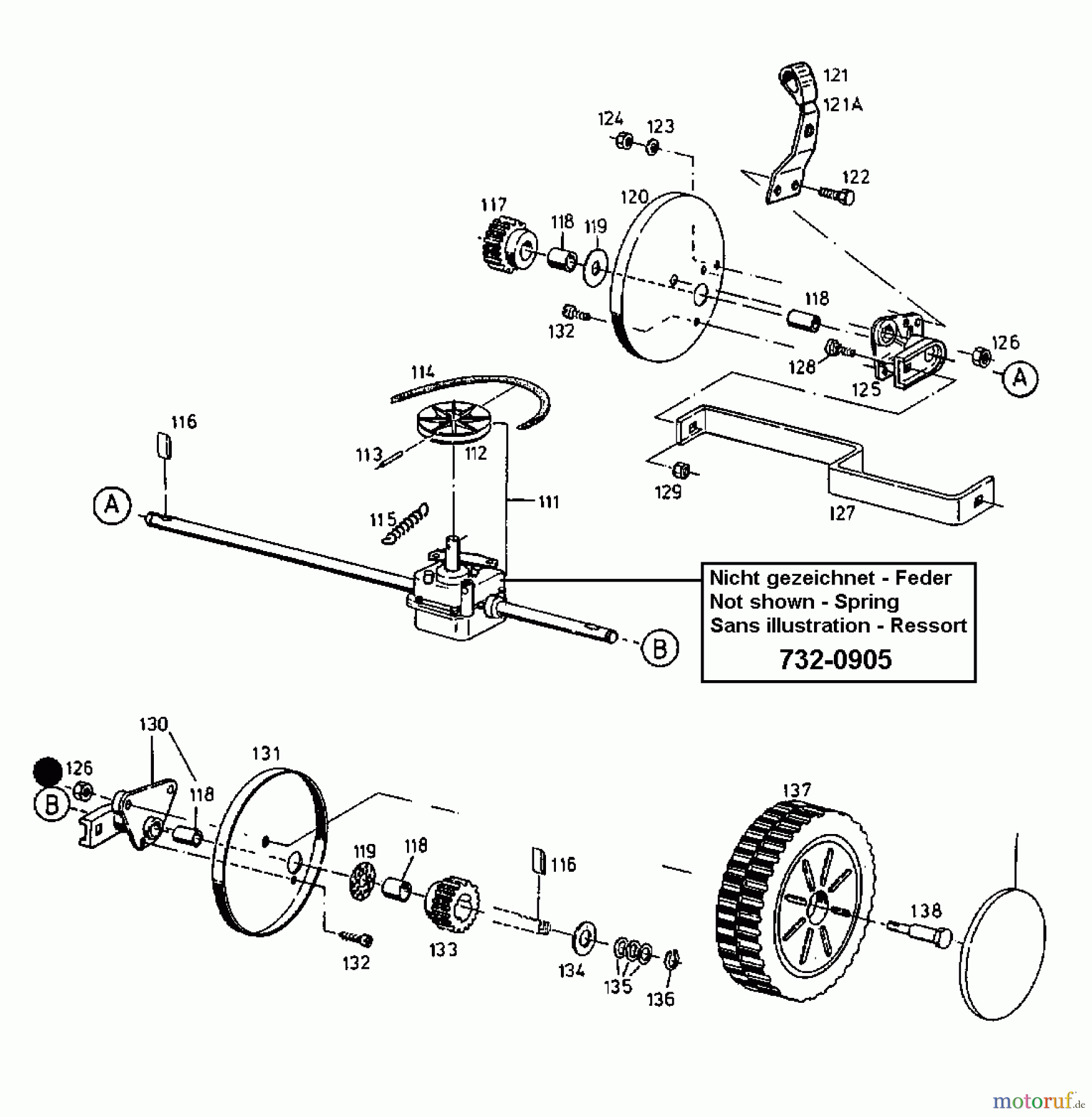  Floraself Motormäher mit Antrieb 4046 BLRE 12BET12Y668  (2000) Getriebe