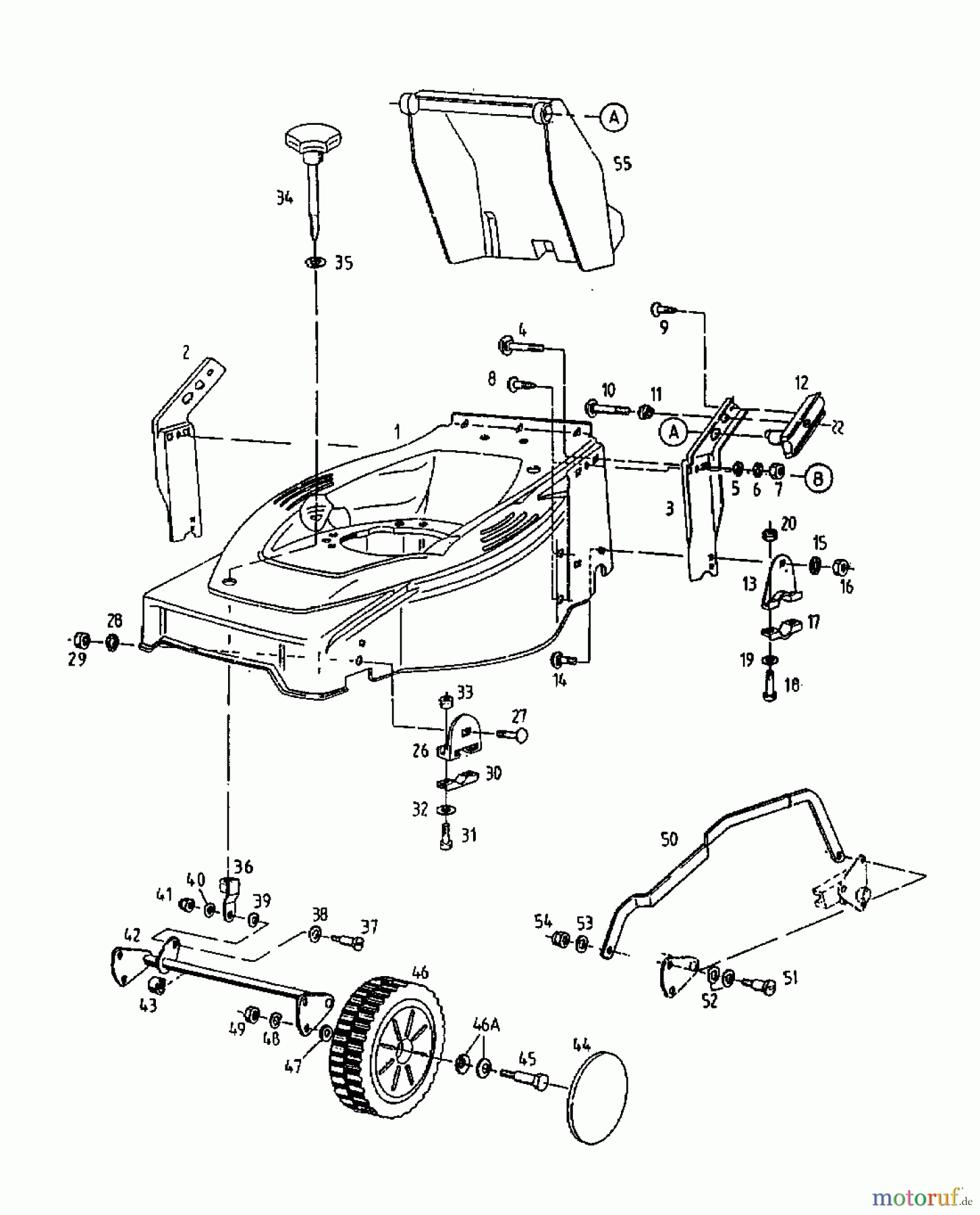  MTD Motormäher mit Antrieb GES 45 C 12B-T38V678  (2000) Vorderachse