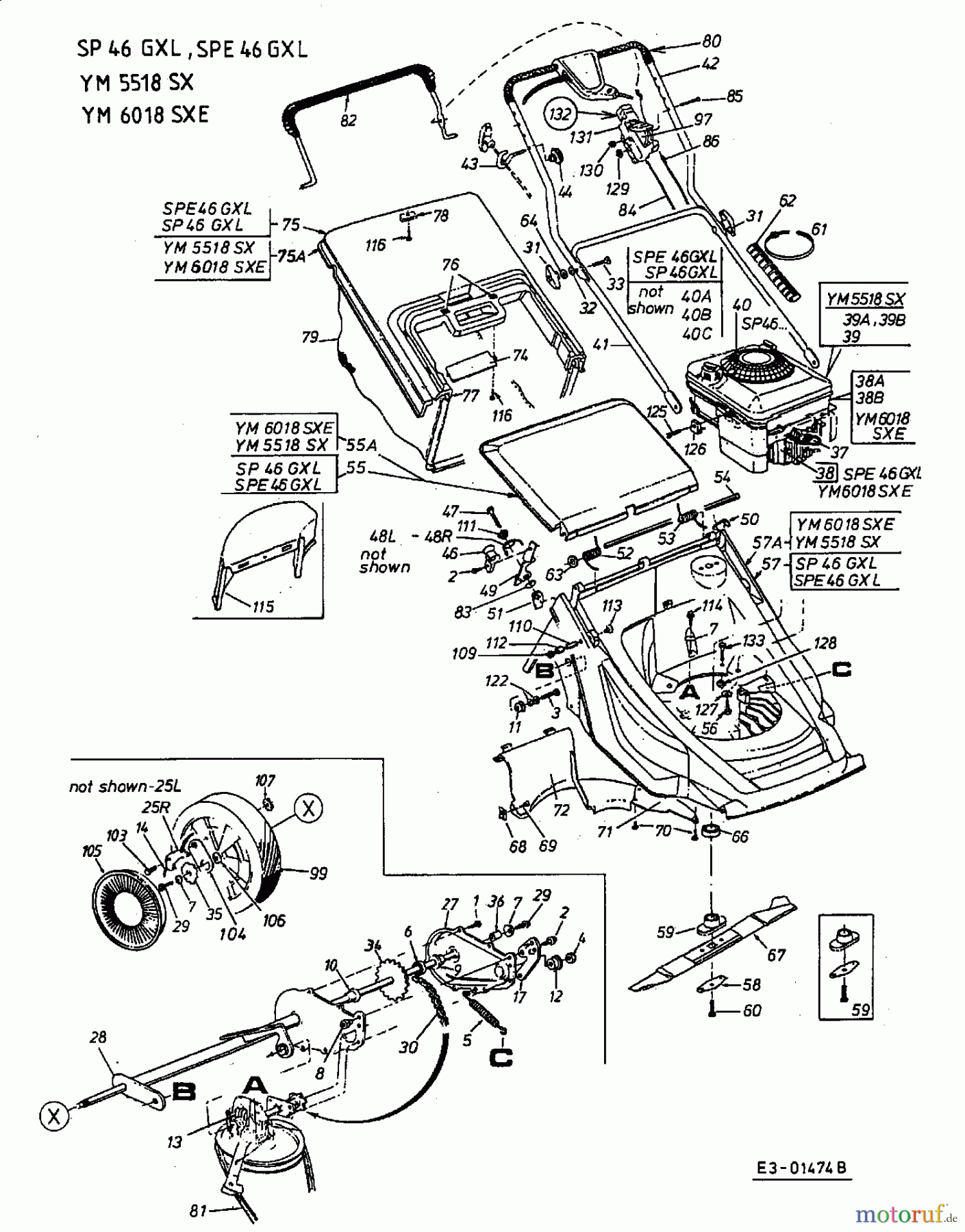  MTD Motormäher mit Antrieb SP 46 GXL 12A-X78C678  (2002) Grundgerät