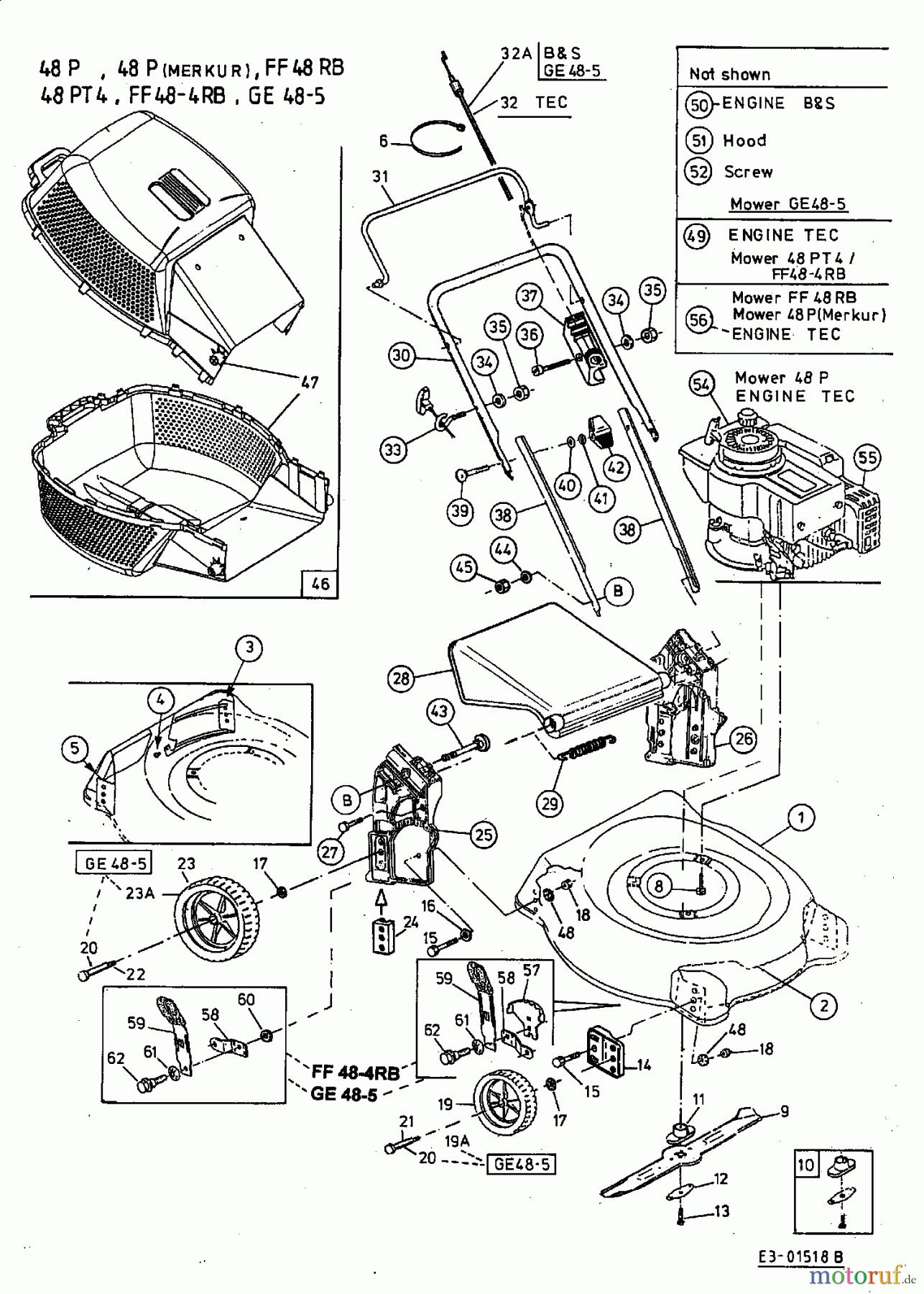 MTD ältere Modelle Motormäher FF 48 RB 11A-V01A665  (2002) Grundgerät