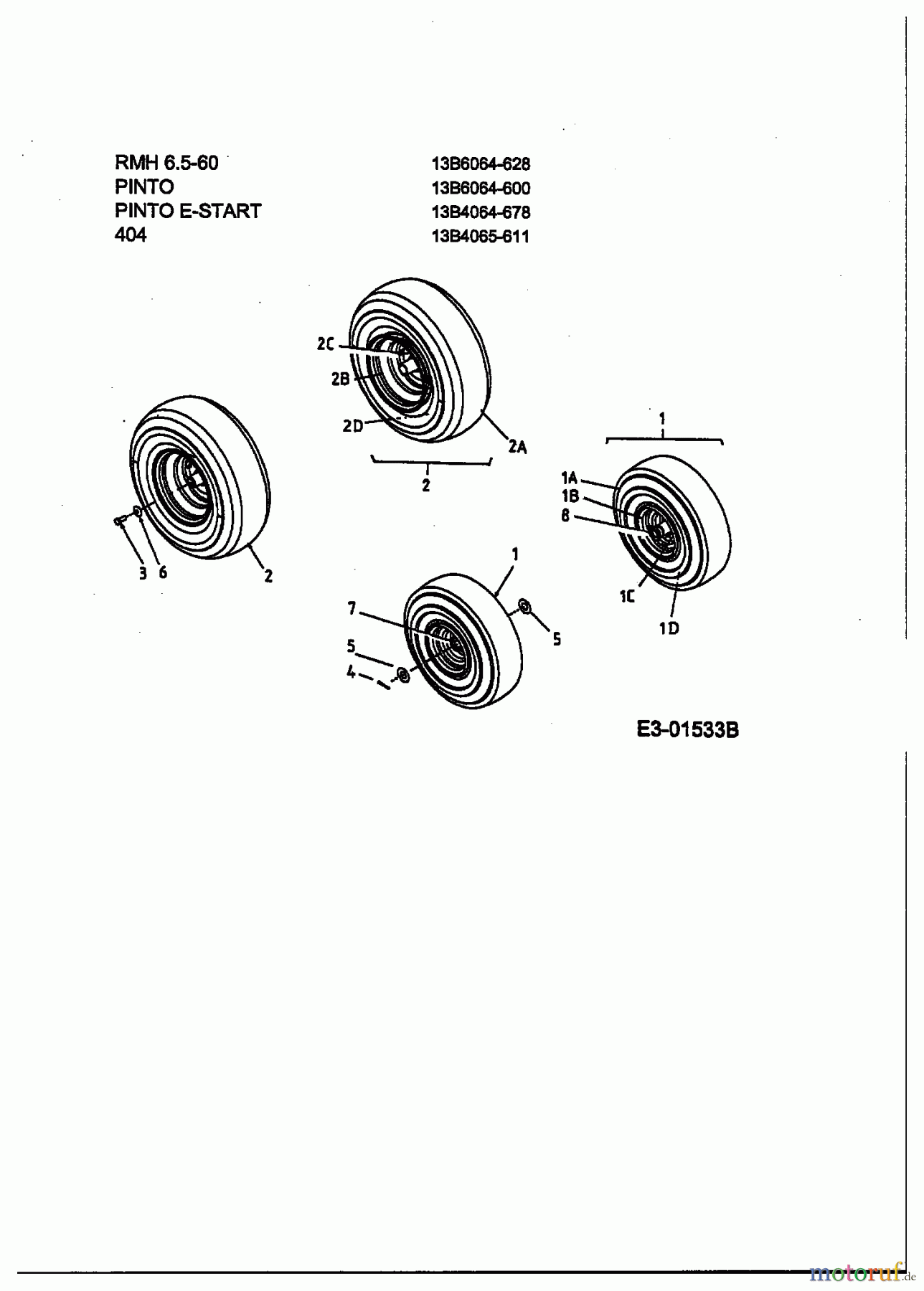  MTD ältere Modelle Rasentraktoren Pinto E-Start 13B4065-678  (2003) Räder