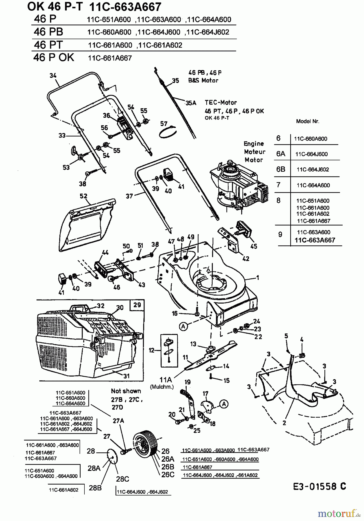  MTD ältere Modelle Motormäher 46 PT 11C-661A602  (2003) Grundgerät