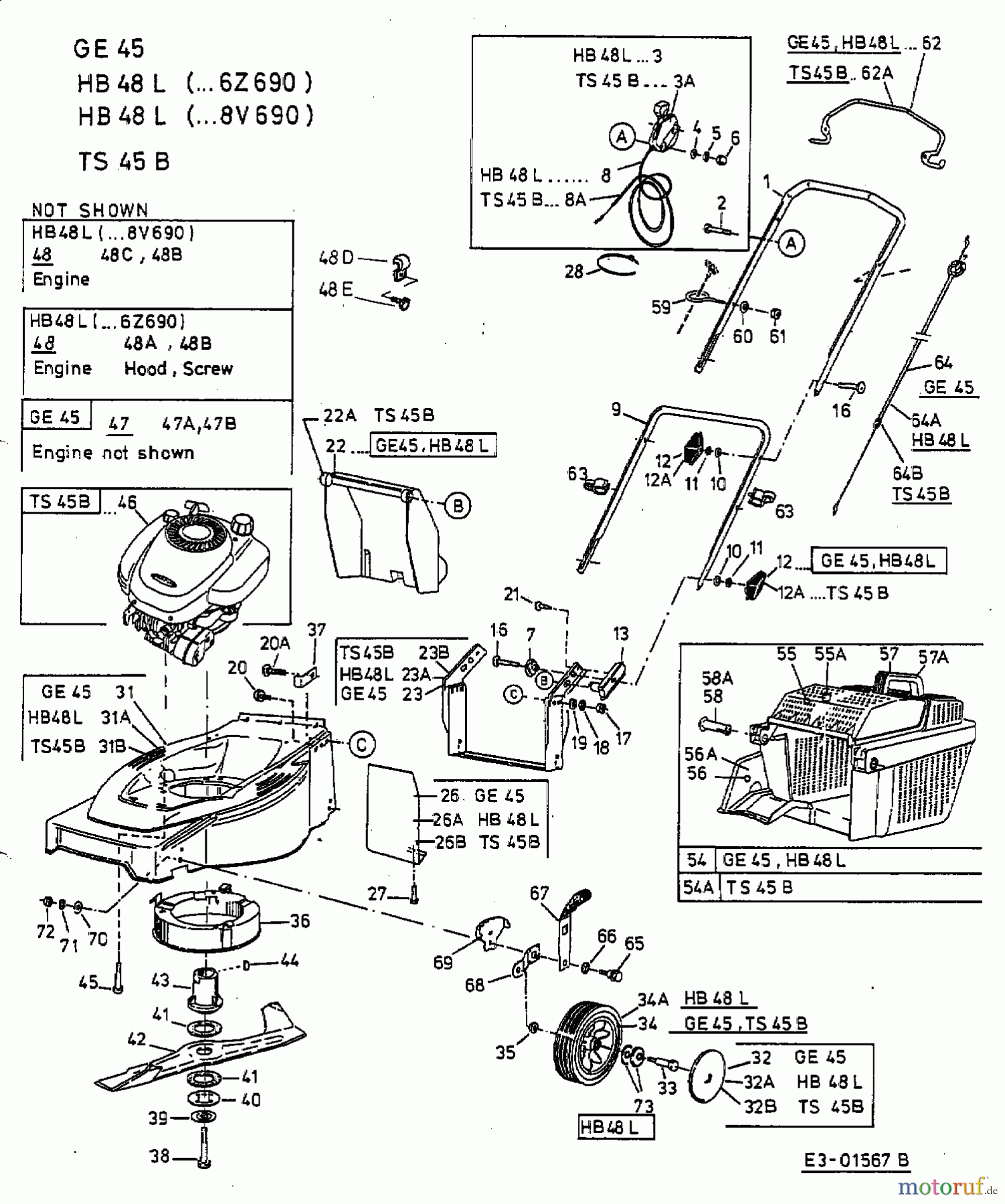  Gutbrod ältere Modelle Motormäher HB 48 L 11C-T36Z690  (2002) Grundgerät