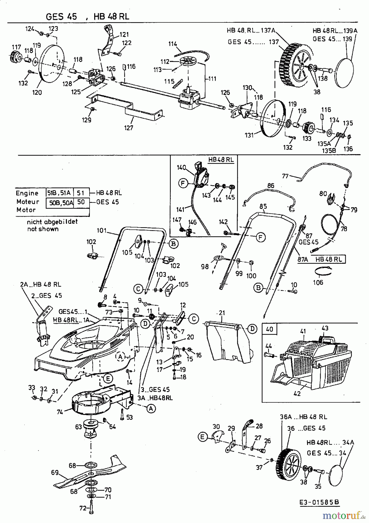  MTD ältere Modelle Motormäher mit Antrieb GES 45 12C-T34Z678  (2002) Grundgerät