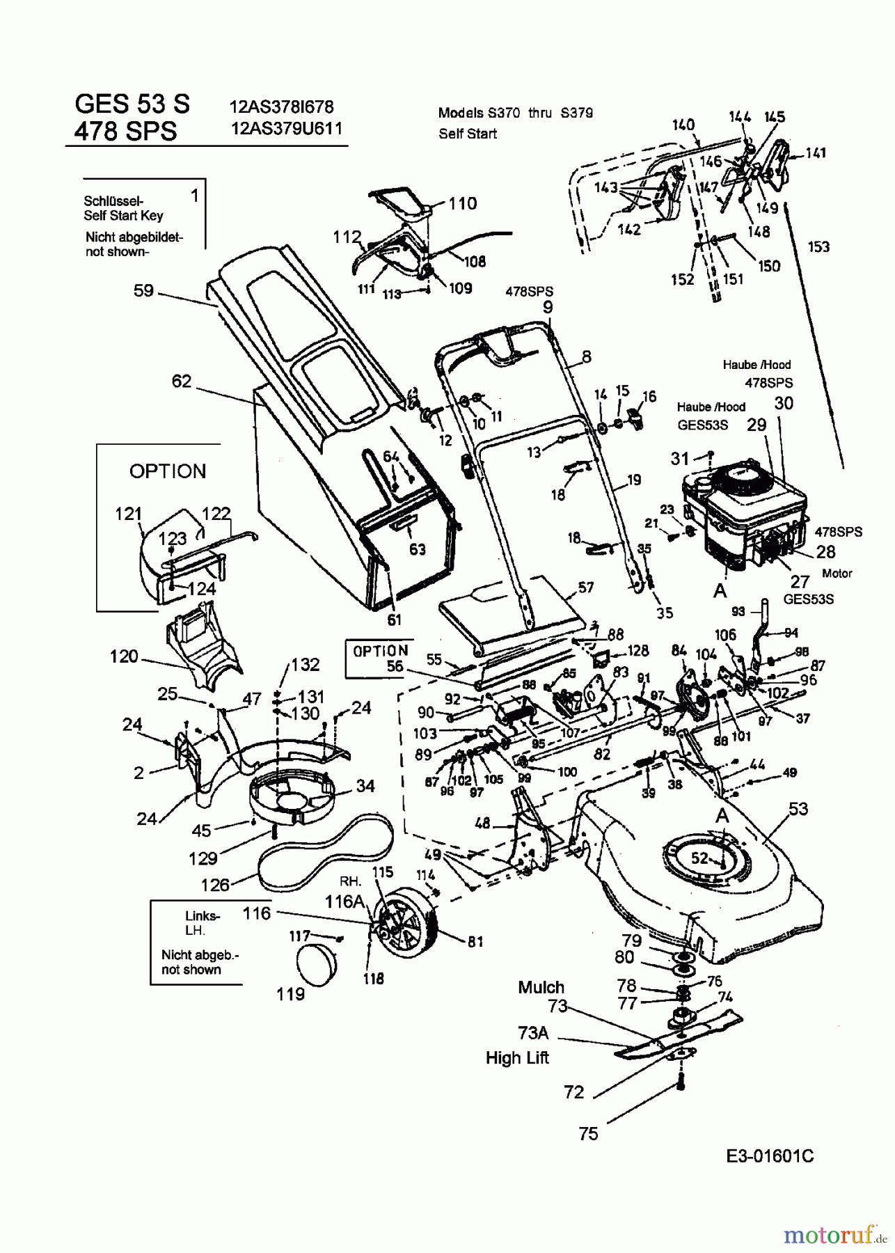  MTD ältere Modelle Motormäher mit Antrieb GES 53 S 12AS378I678  (2004) Grundgerät