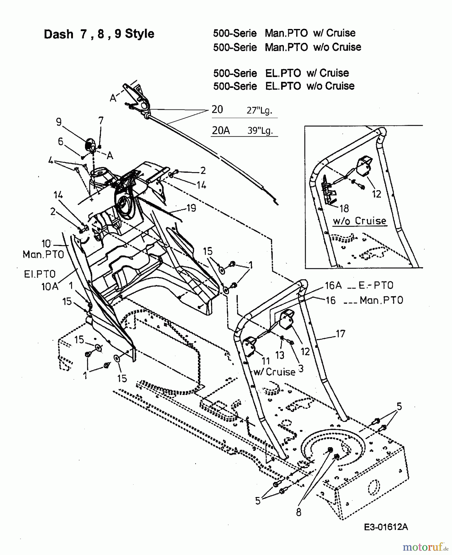  MTD ältere Modelle Rasentraktoren SN 170 A 13AP518N670  (2002) Armaturenbrett