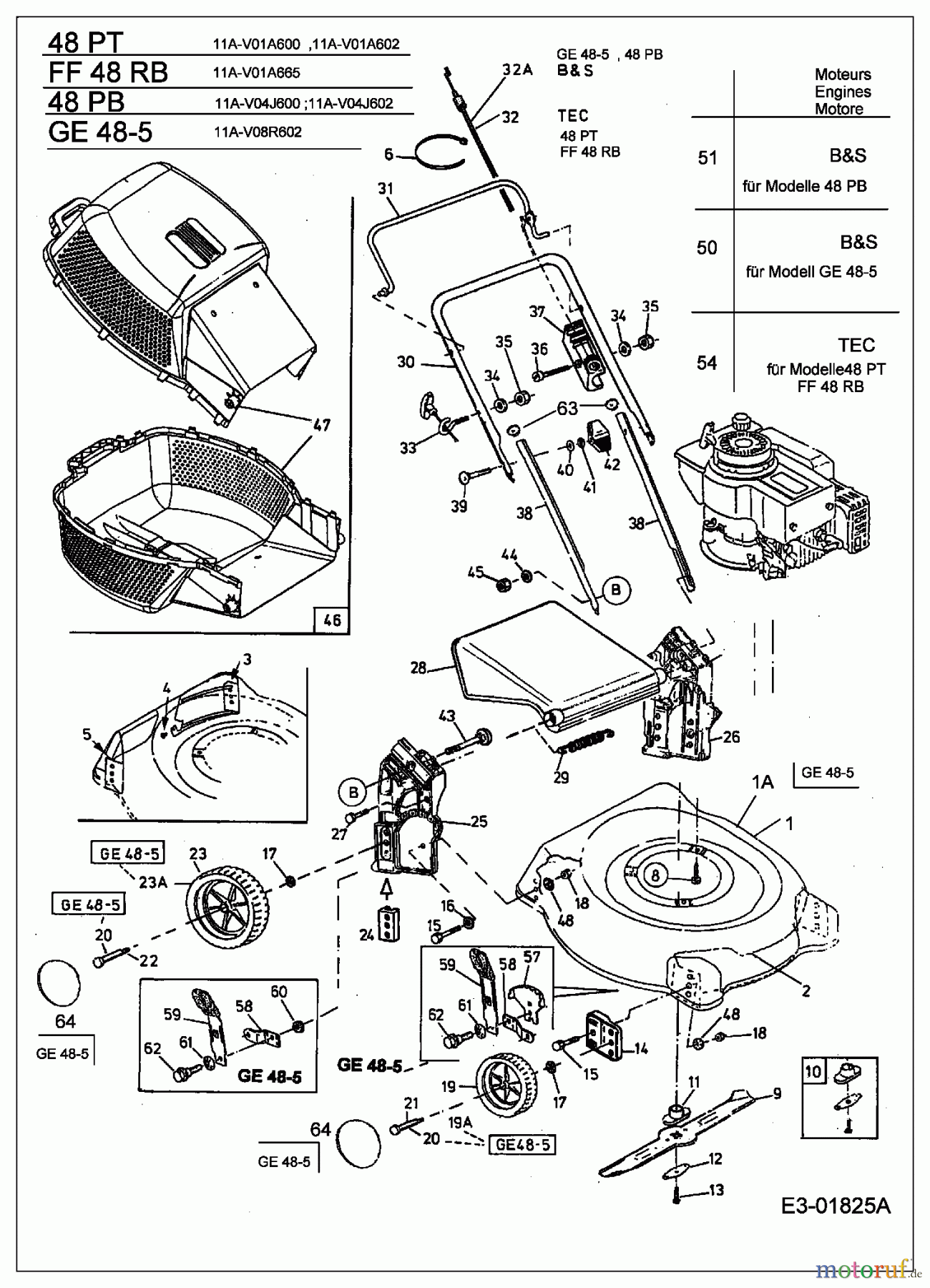  MTD ältere Modelle Motormäher 48 PT 11A-V01A600  (2003) Grundgerät