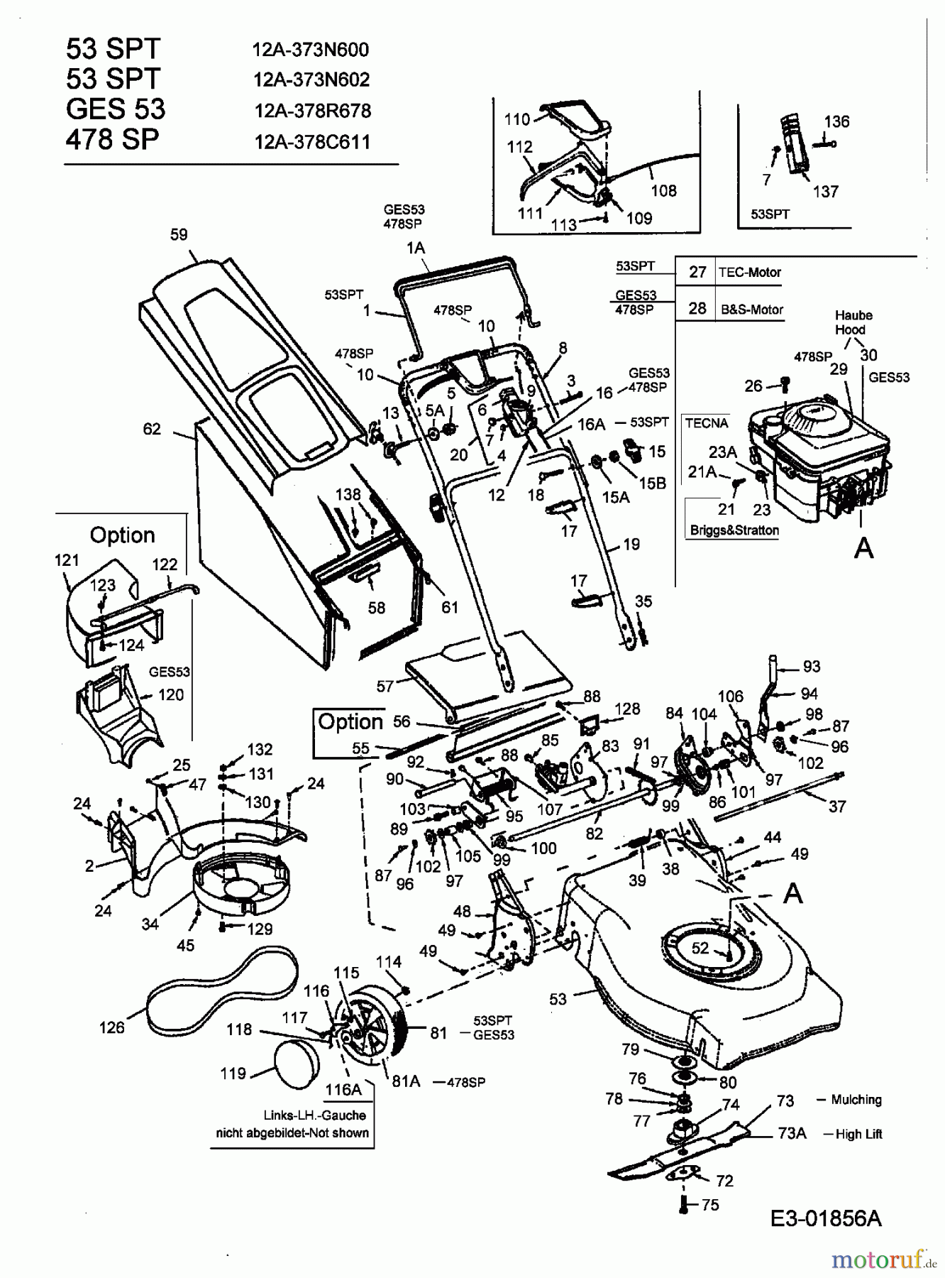  MTD Motormäher mit Antrieb GES 53 12A-378R678  (2003) Grundgerät