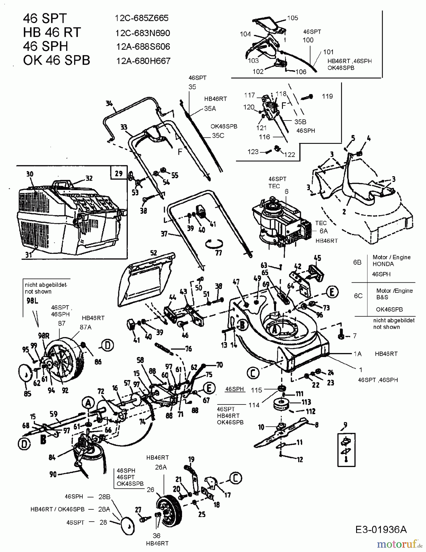  MTD Motormäher mit Antrieb 46 SPH 12A-688S606  (2004) Grundgerät