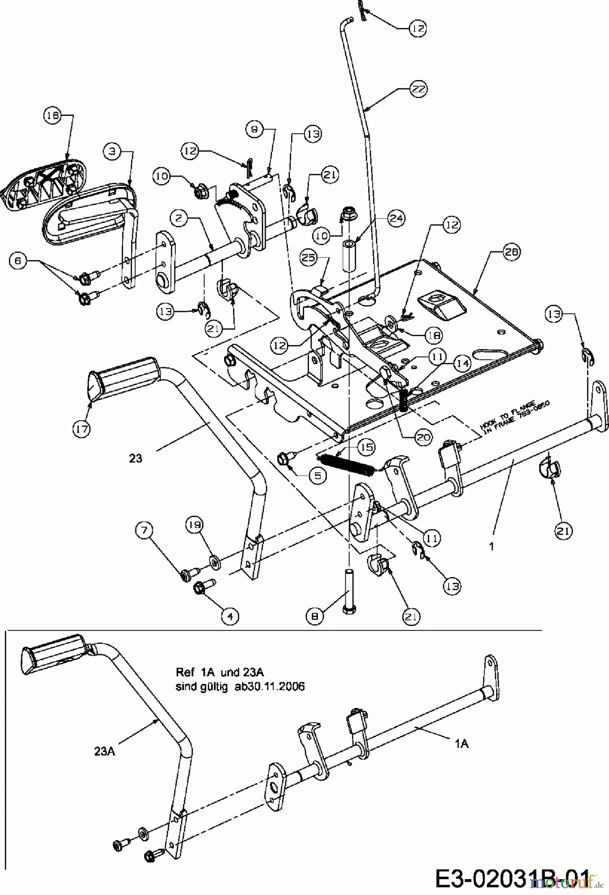  MTD ältere Modelle Rasentraktoren JN 200 AT 13A7488N622  (2006) Pedale