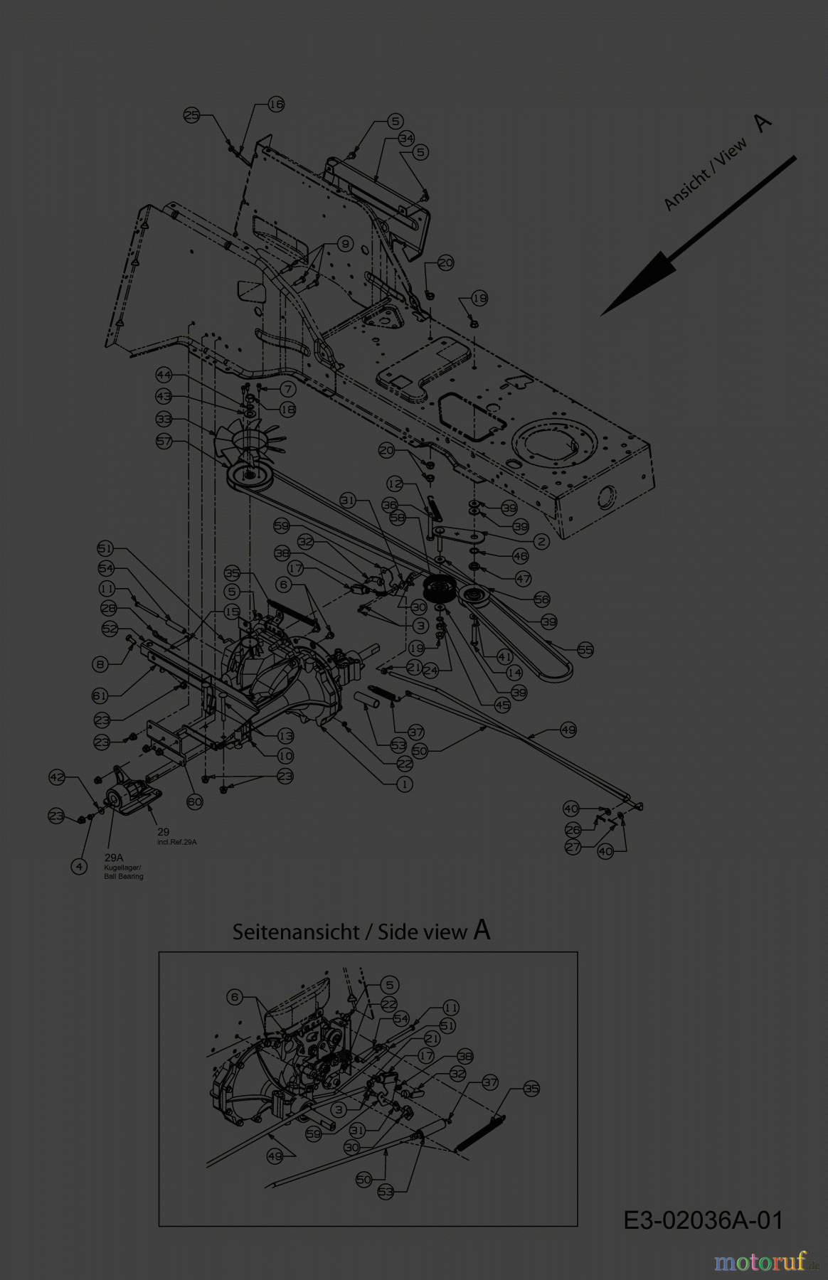  MTD ältere Modelle Rasentraktoren JN 180 H 13AQ498N678  (2004) Fahrantrieb