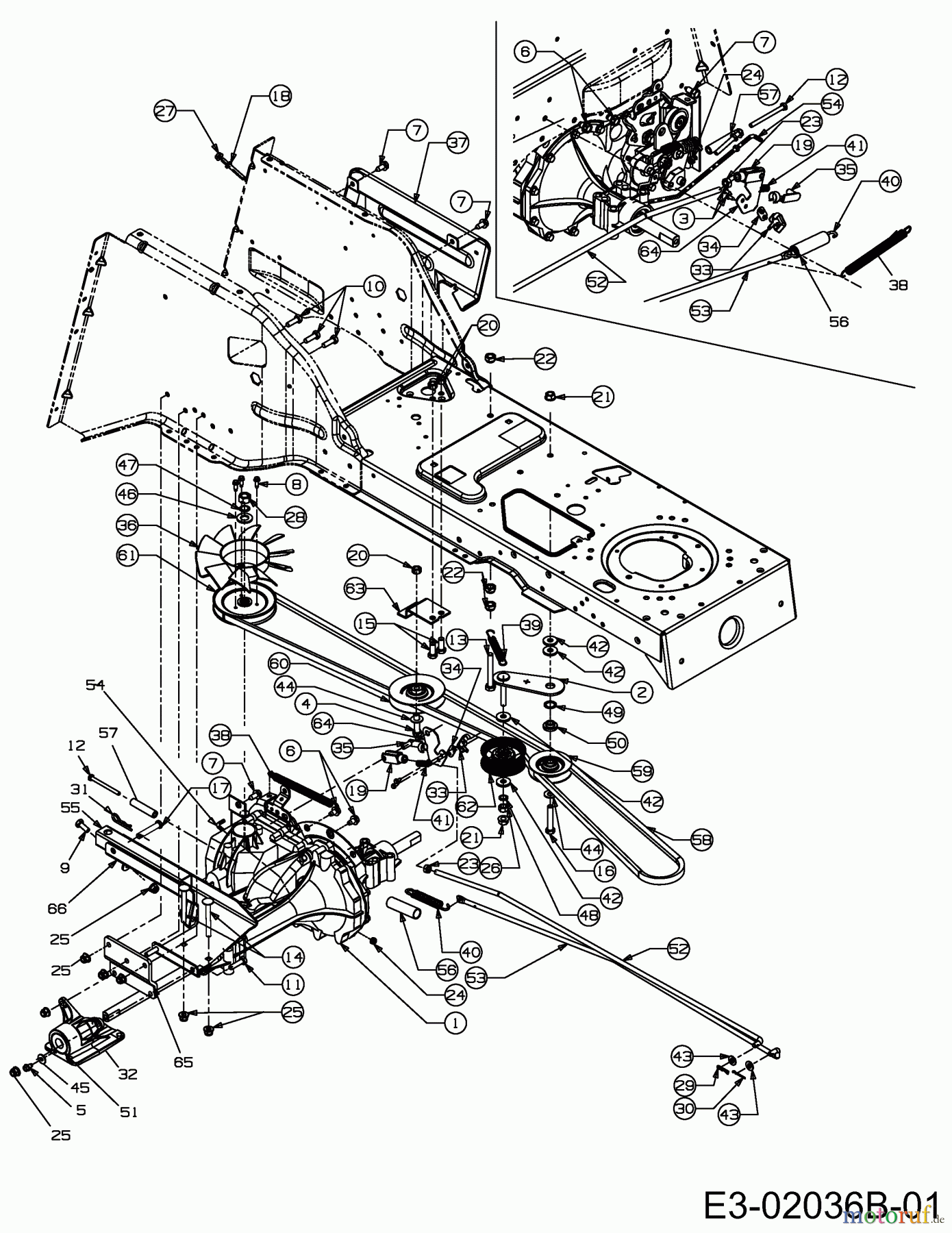  MTD ältere Modelle Rasentraktoren JN 175 HB 13AD498N676  (2005) Fahrantrieb