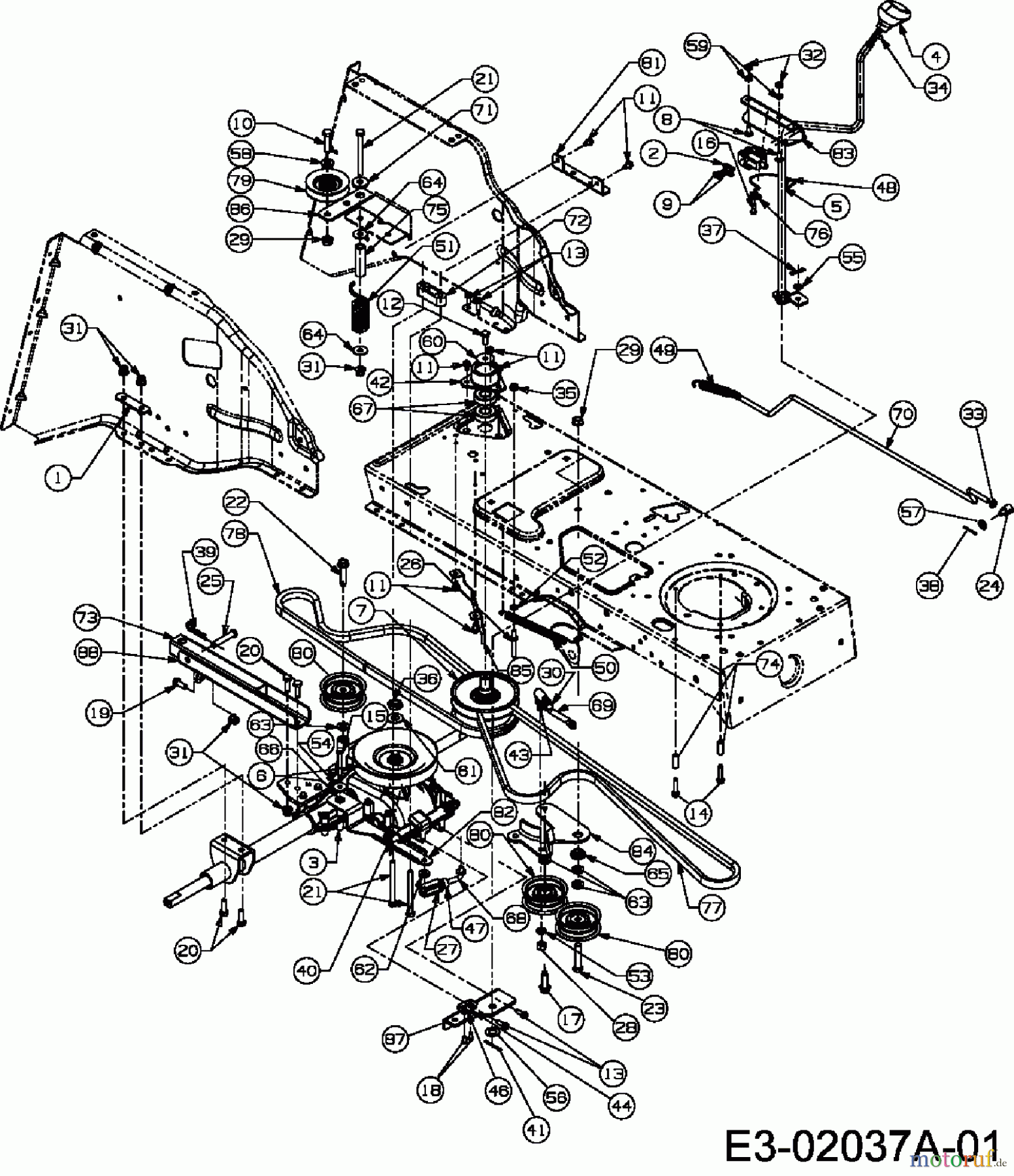  MTD ältere Modelle Rasentraktoren JN 150 A 13AA488N678  (2004) Fahrantrieb