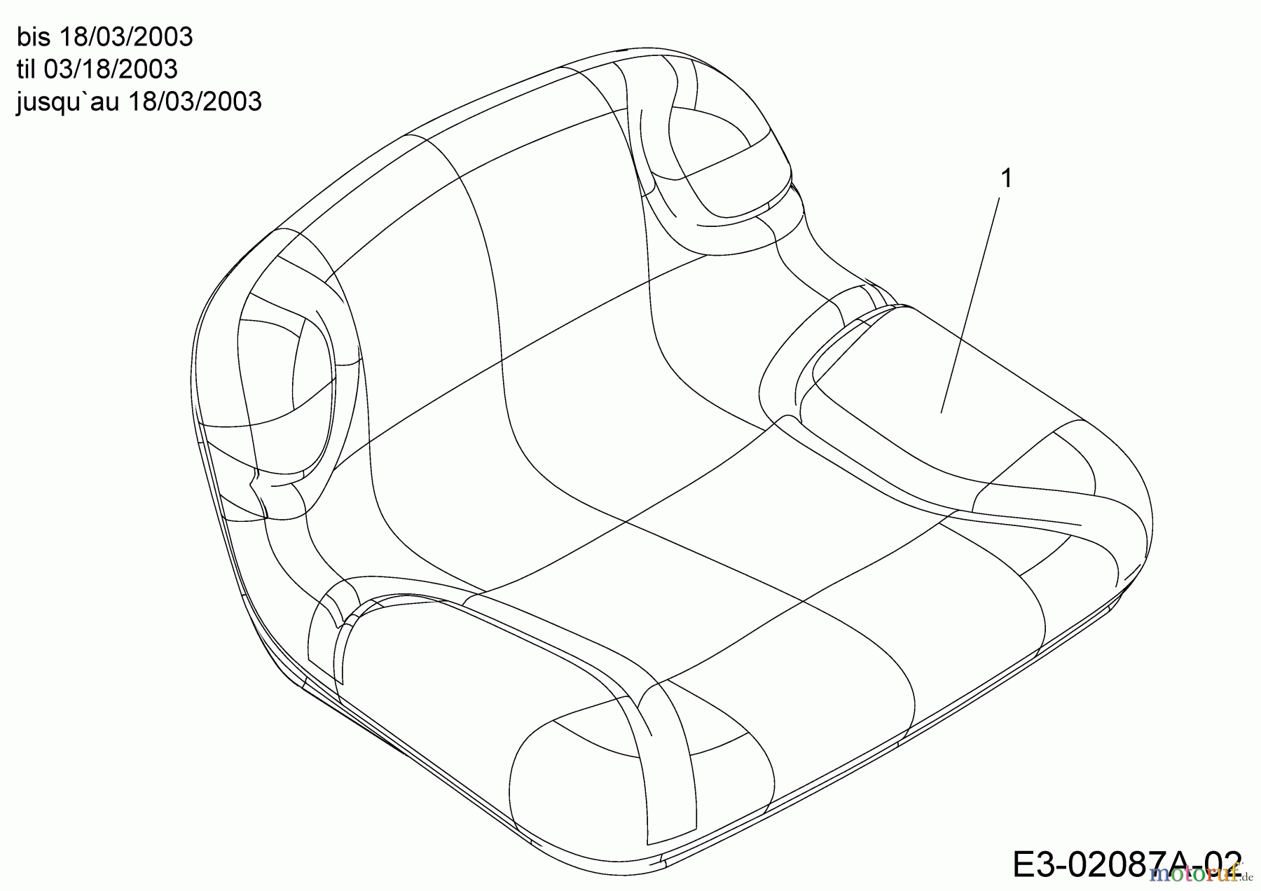  Edenparc Rasentraktoren EP 18105 A 13BT509N608  (2003) Sitz