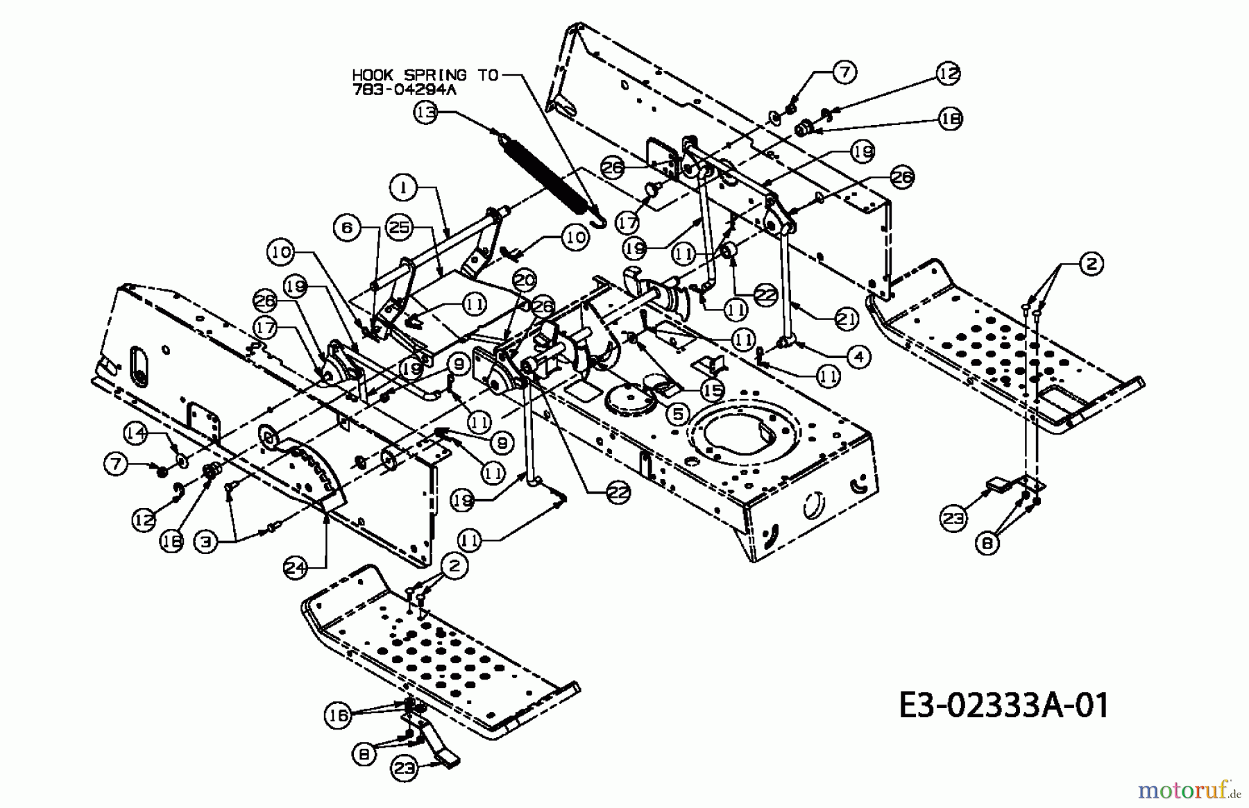  MTD Rasentraktoren RS 115/96 13B1662F600  (2004) Mähwerksaushebung