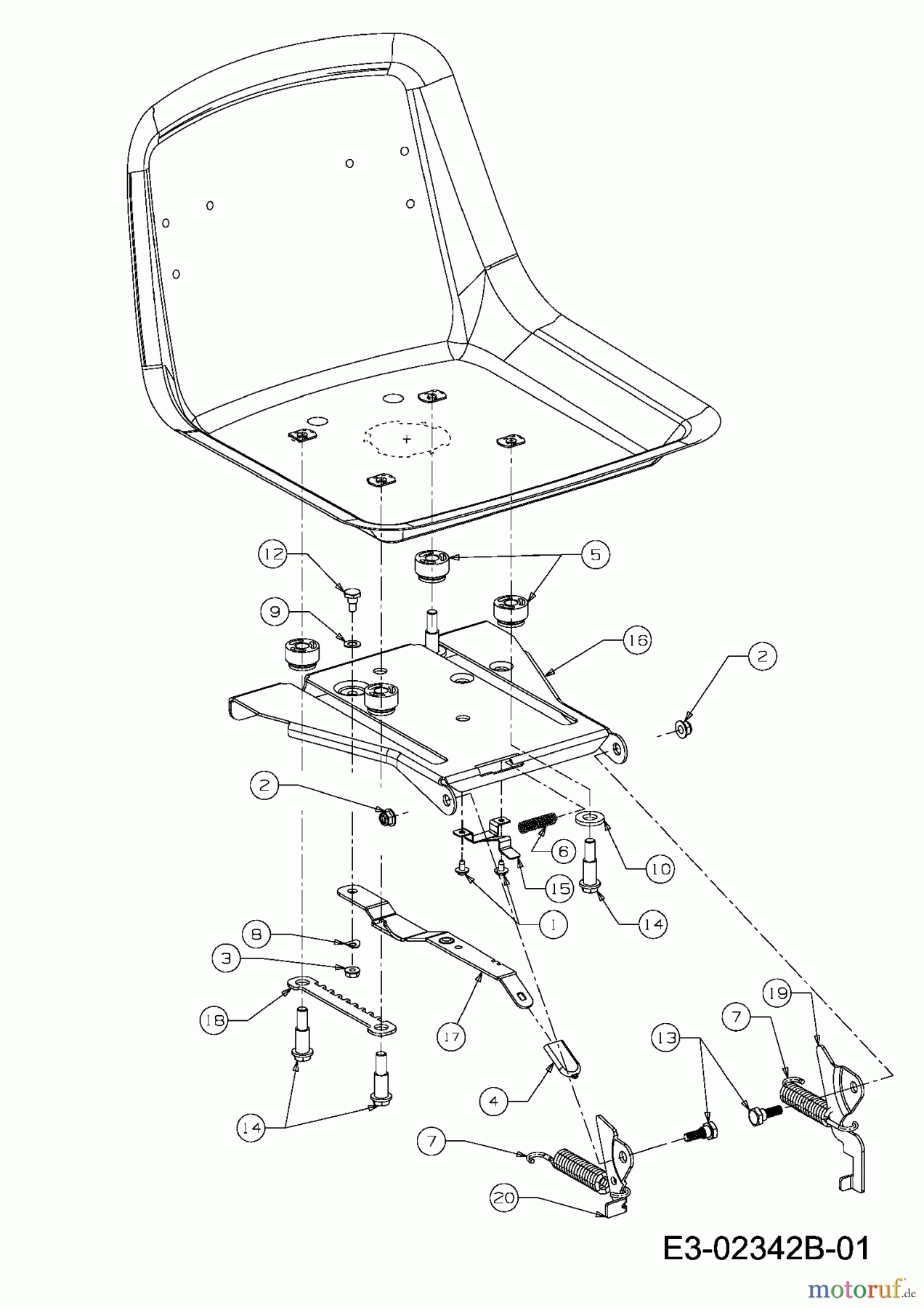  Gutbrod ältere Modelle Rasentraktoren GLX 105 RHL-SK 13AF51GN490  (2010) Sitzträger