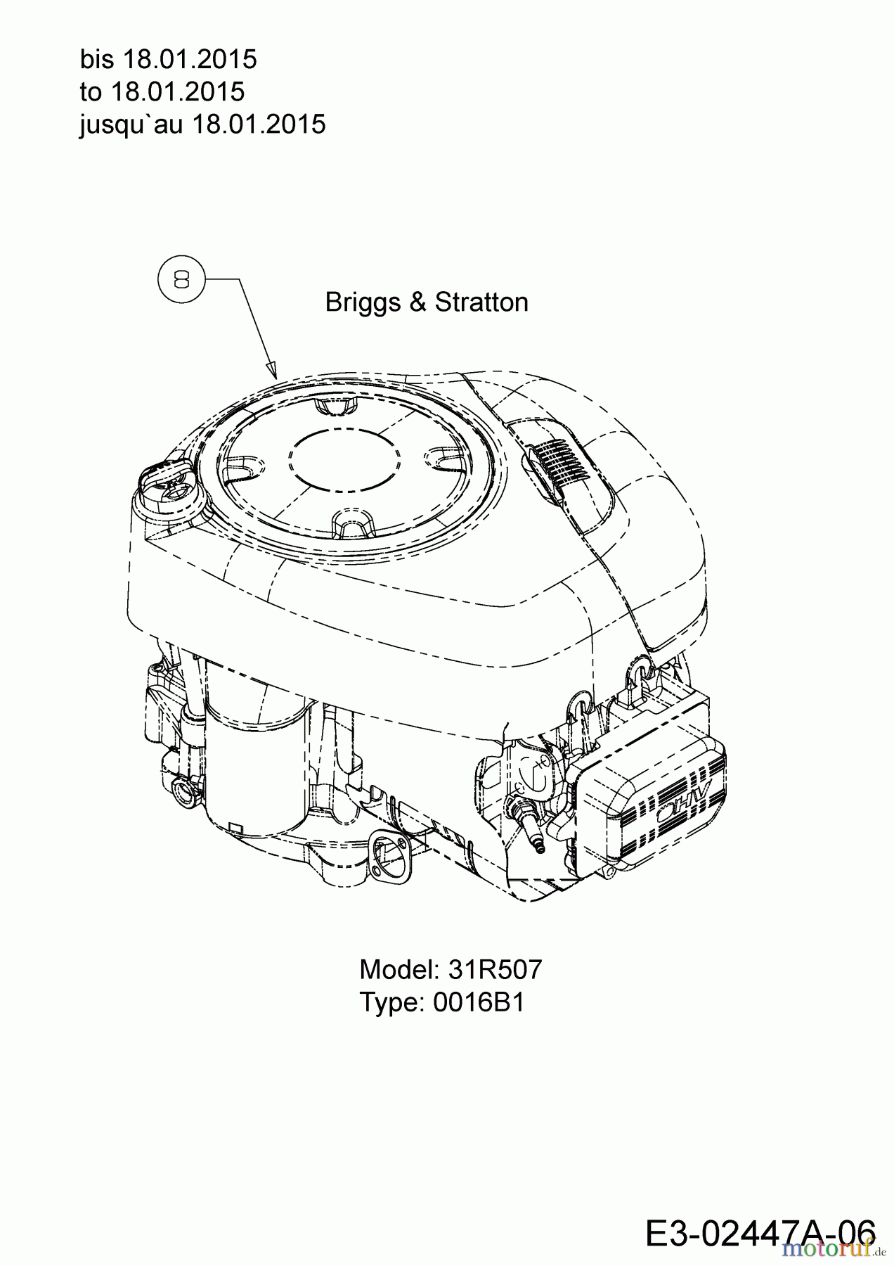 Lux Tools Rasentraktoren RT 155-92 H 13WM77TE694 (2015) Motor Briggs & Stratton bis 18.01.2015