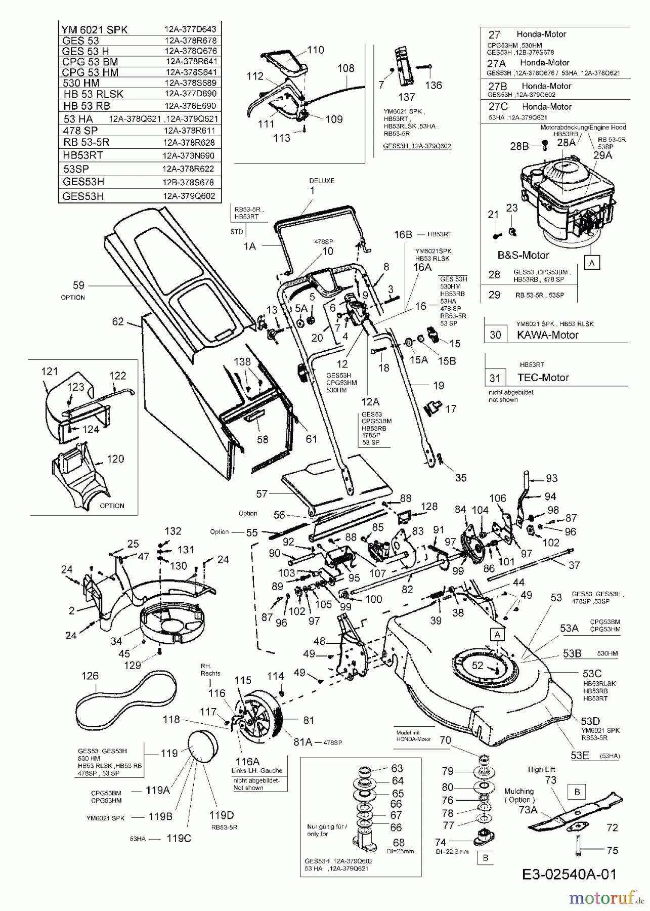  Central Park Motormäher mit Antrieb CPG 53 BM 12A-378R641  (2005) Grundgerät