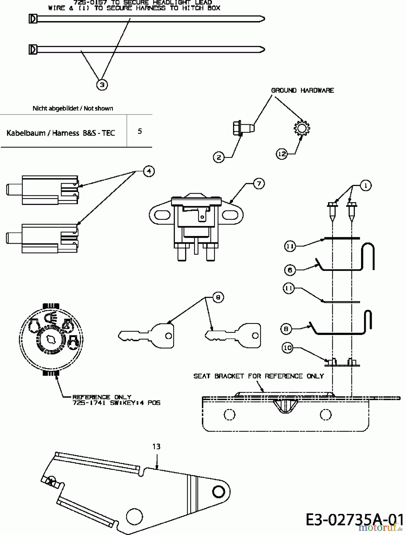  MTD Rasentraktoren RS 125/96 B 13AH762F600  (2006) Elektroteile