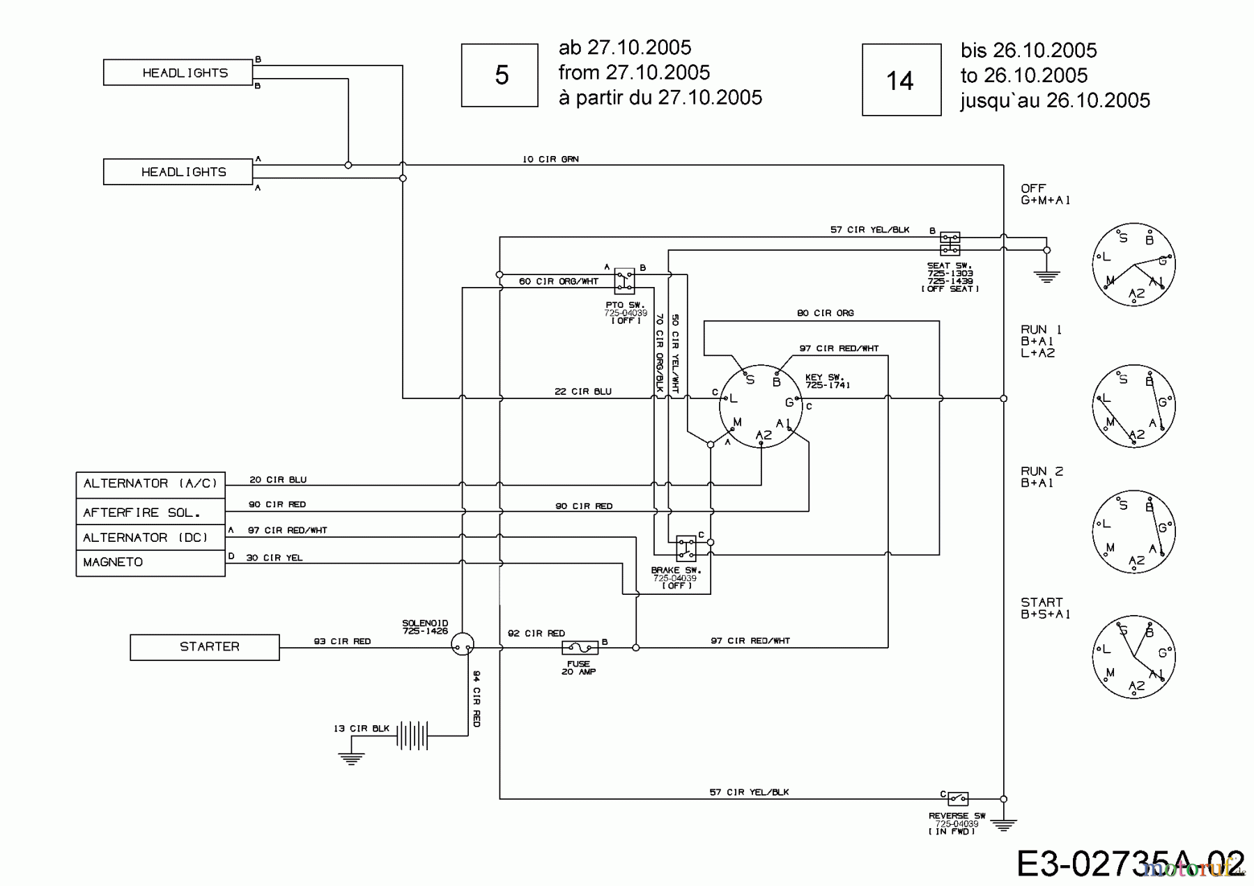  Efco Rasentraktoren Formula 108/15.5 H 13AM799G637  (2006) Schaltplan