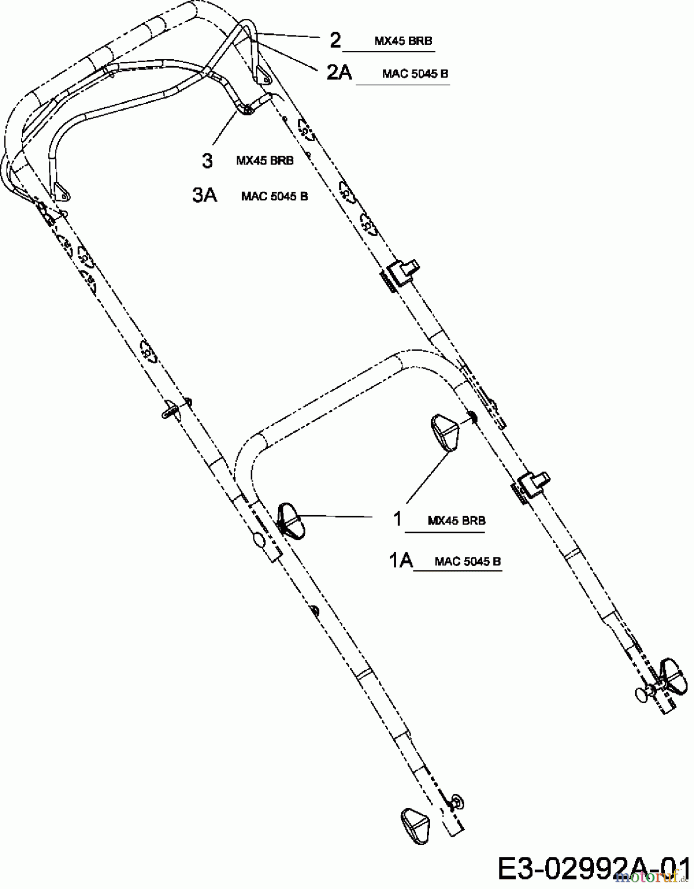  Mac Allister Motormäher mit Antrieb 5045 B 12E-T58L668  (2007) Bremsbügel, Schaltbügel