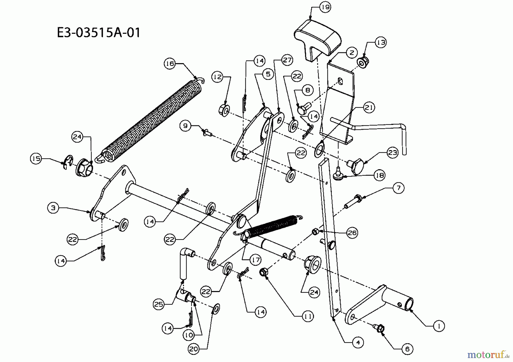  Bolens Rasentraktoren BL 60 ME 13A4054-484  (2008) Mähwerksaushebung