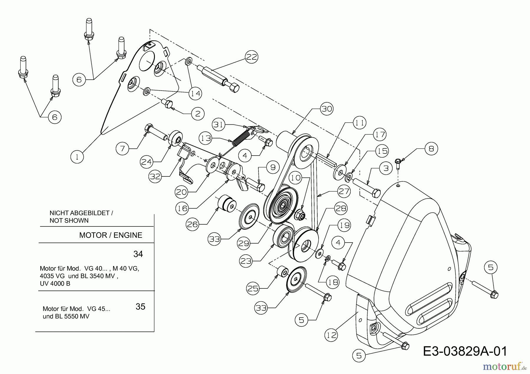  MTD Motorvertikutierer VG 45 BM 16CH6AMV600  (2013) Antrieb