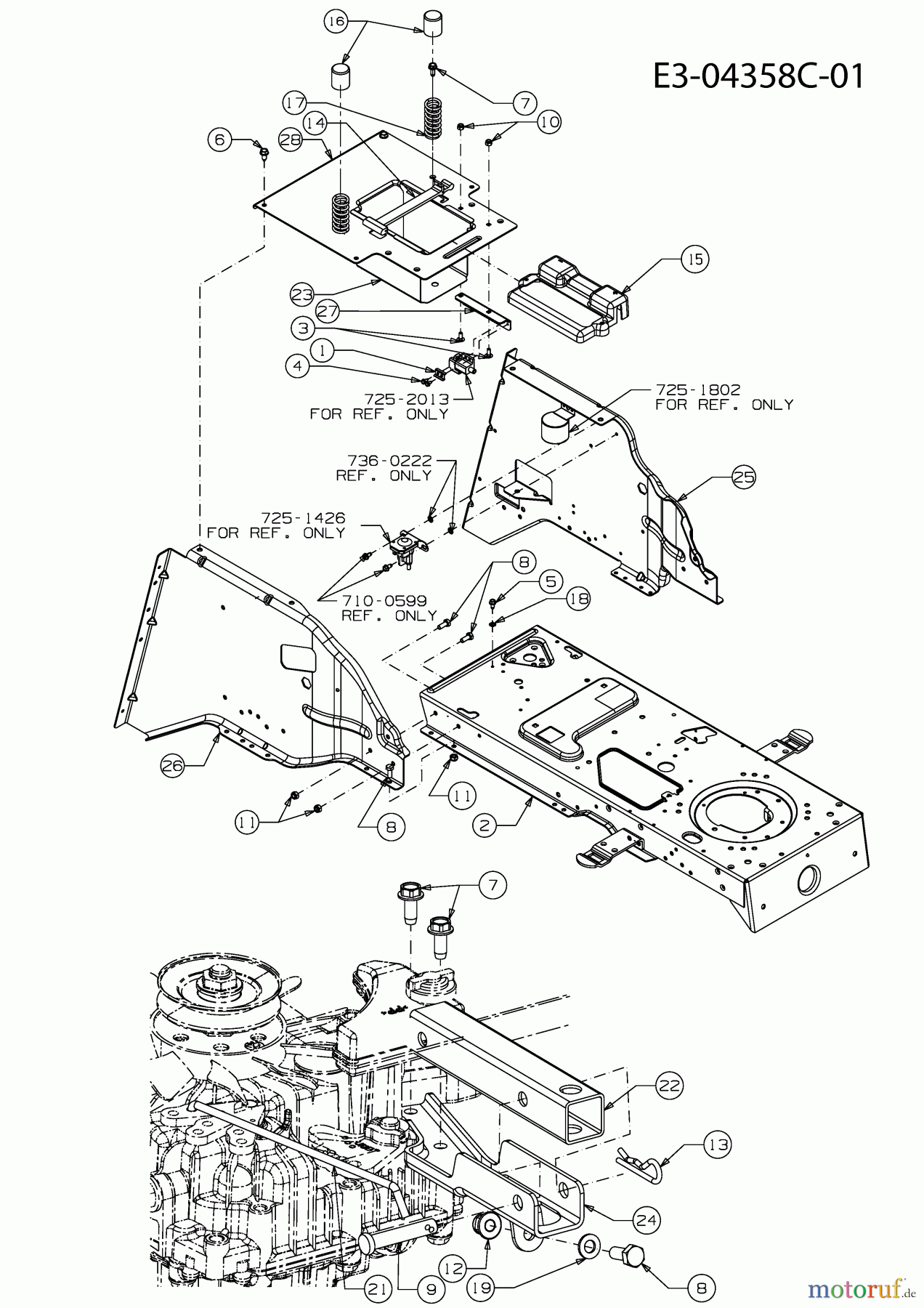  Gutbrod ältere Modelle Rasentraktoren GLX 105 RHL-SK 13AF51GN690  (2010) Anhängekupplung, Rahmen