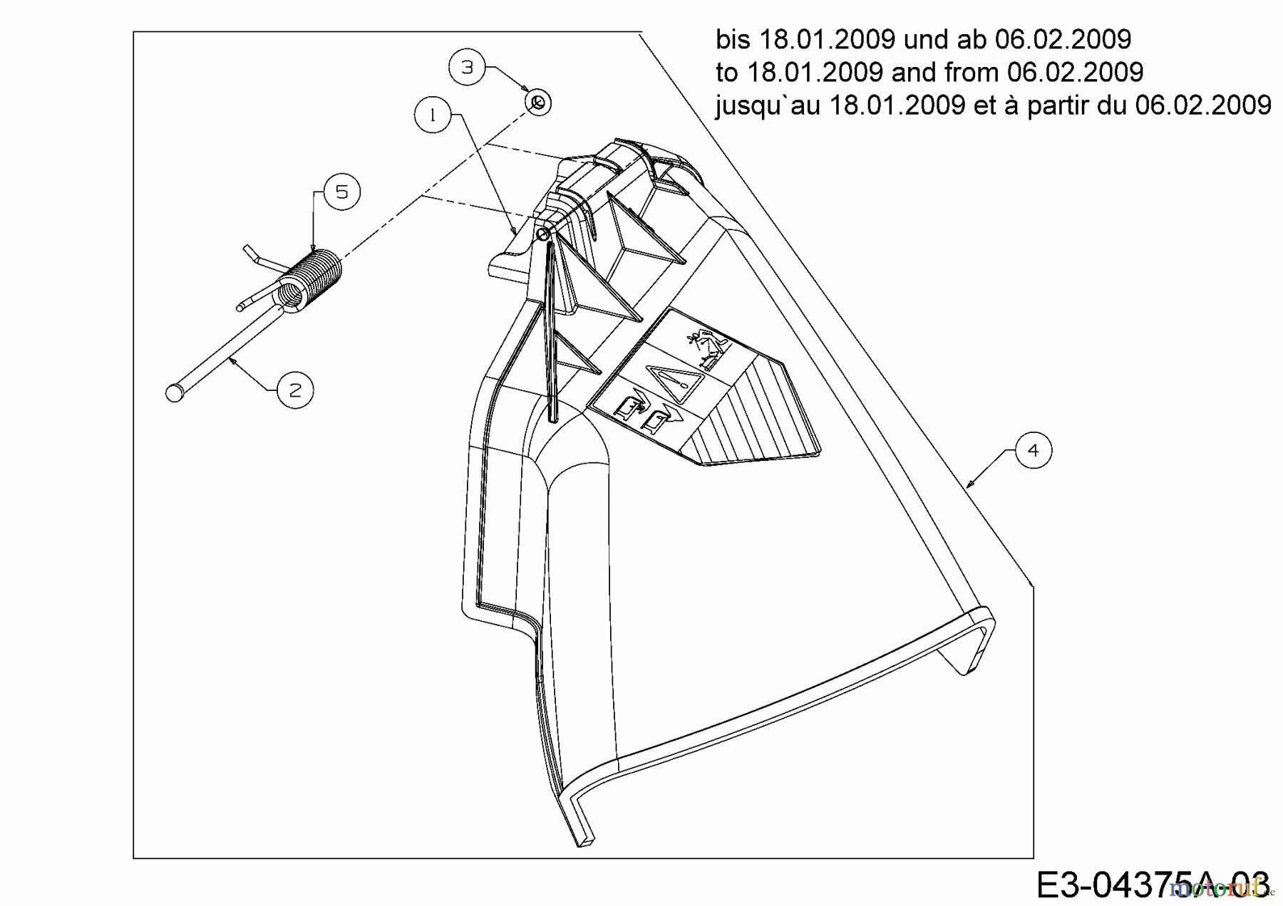  Massey Ferguson Rasentraktoren MF 38-15 SH 13BV795F695  (2009) Deflektor bis 18.01.2009 und ab 06.02.2009