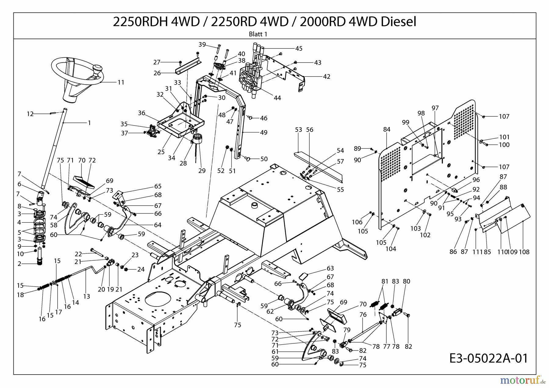  Cub Cadet Kompakttraktoren CC 2000 RD 4 WD 54A1F4SS603  (2008) Heckplatte, Lenksäule, Pedale