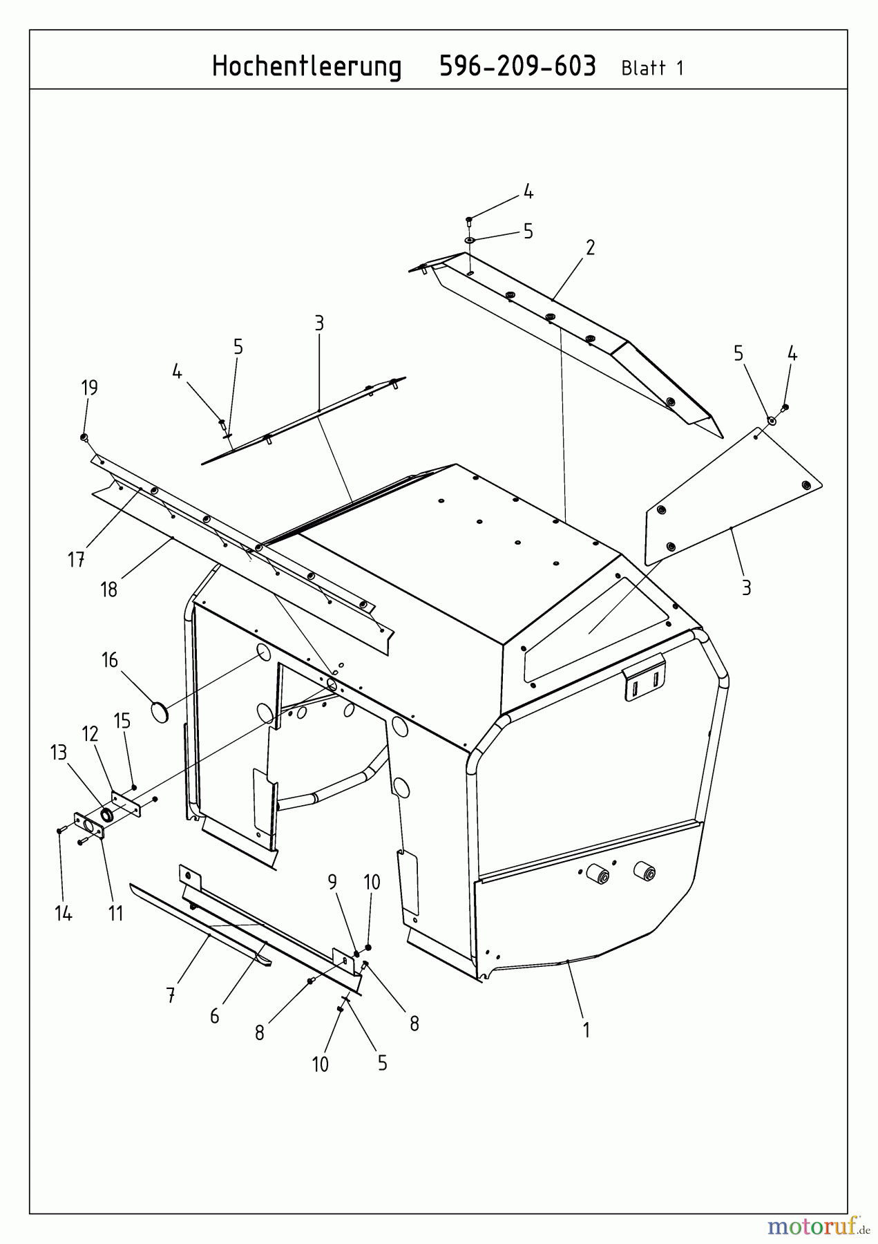  MTD Zubehör Zubehör Kompakttraktoren Grasfangvorrichtung inkl. Entleerung für CC 2000/3000 RD Serie, 400 l Box mit Hochentleerung (nicht CC 2250 RD) 596-209-603  (2009) Grasfangkorb Hochentleerung