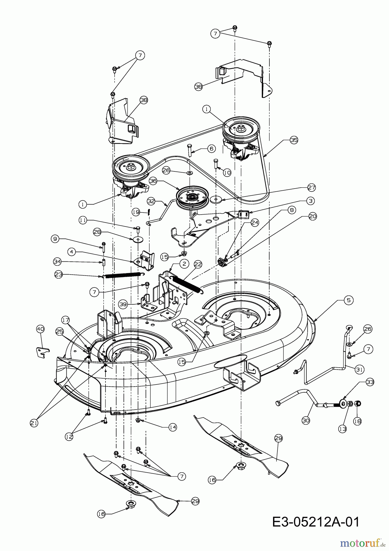  Bolens ältere Modelle Rasentraktoren M 762 F 13AM762F765  (2006) Mähwerk F (38