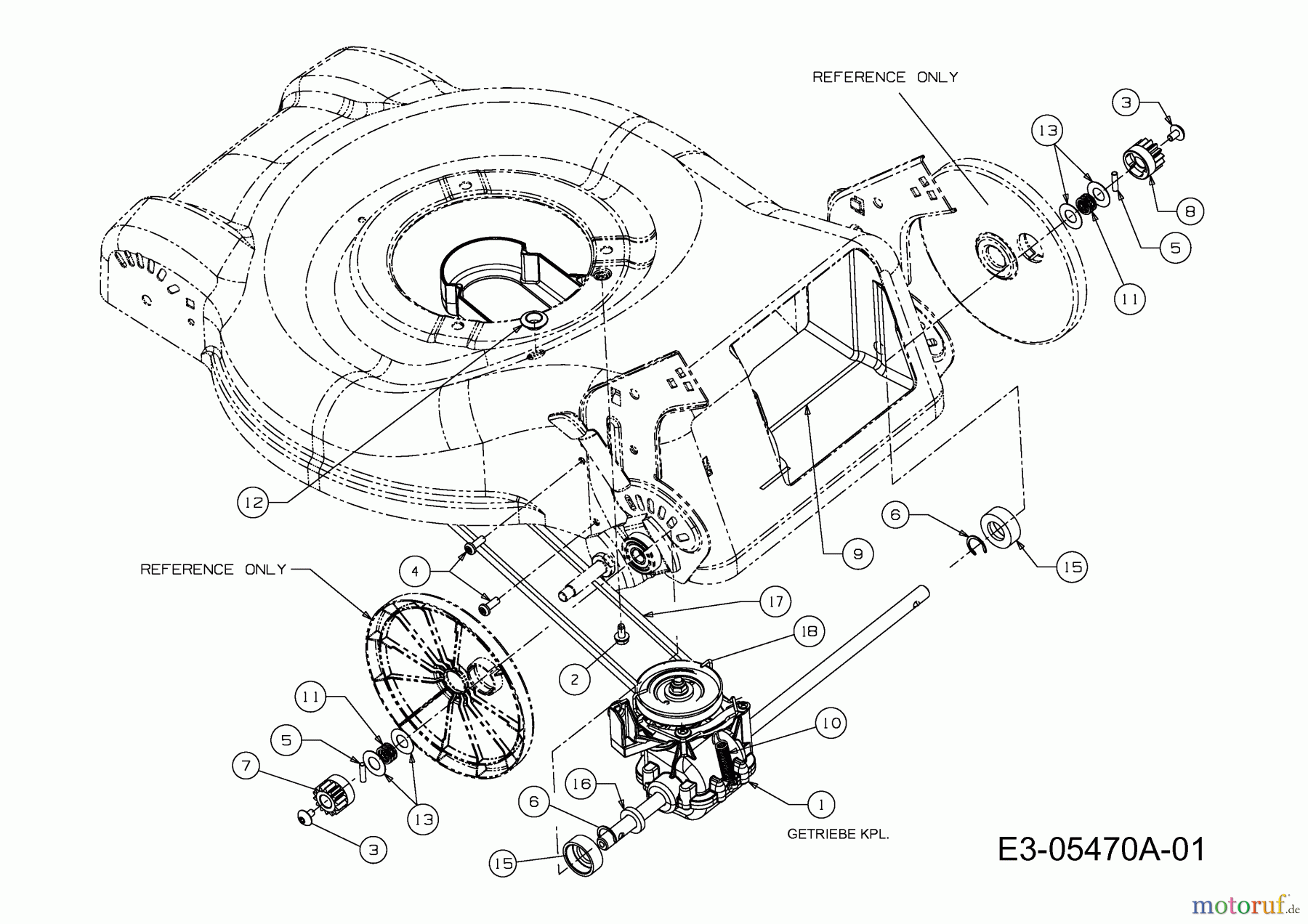  Gartenland Motormäher mit Antrieb 511.GLS 46 A 12D-J2JD640  (2010) Getriebe