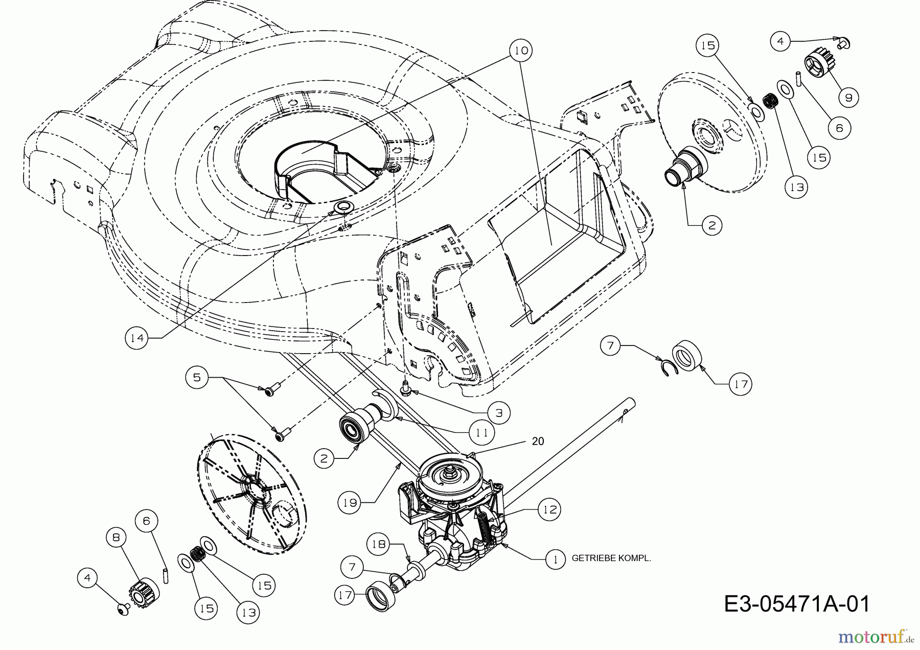  MTD Motormäher mit Antrieb GL 46 SPO 12E-J5M2676  (2011) Getriebe