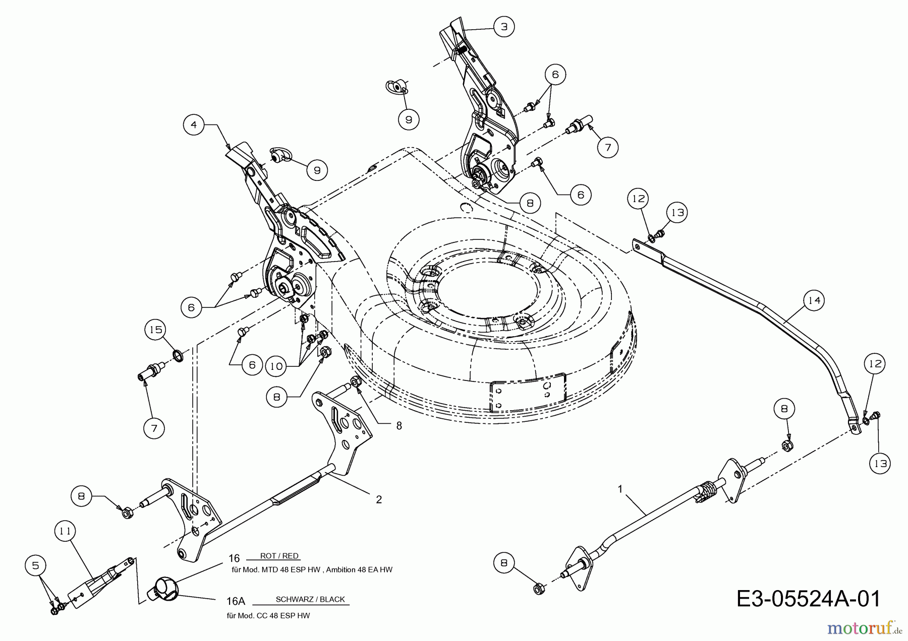  Lux Tools Motormäher mit Antrieb B 48 HMAECO 12A-129L694  (2012) Schnitthöhenverstellung