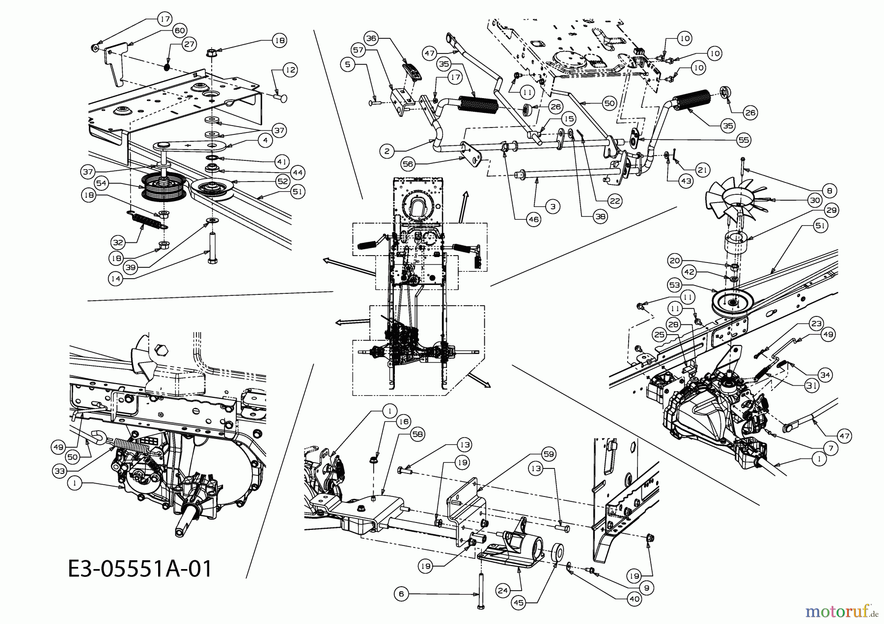  MTD ältere Modelle Rasentraktoren LE 125/92 H 13AH711E600  (2011) Fahrantrieb