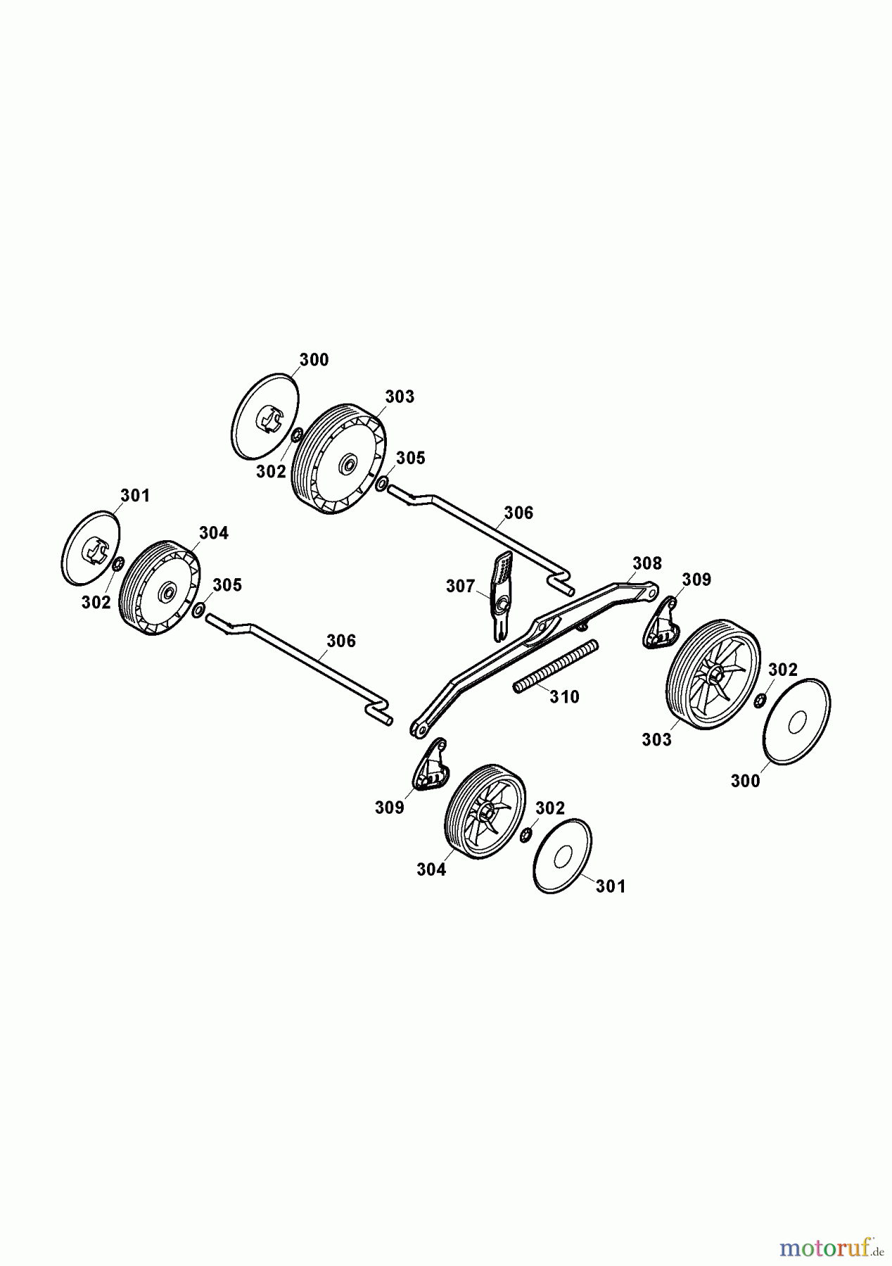  Wolf-Garten Elektromäher 2.37 E 4917000 Serie H  (2010) Räder, Schnitthöhenverstellung