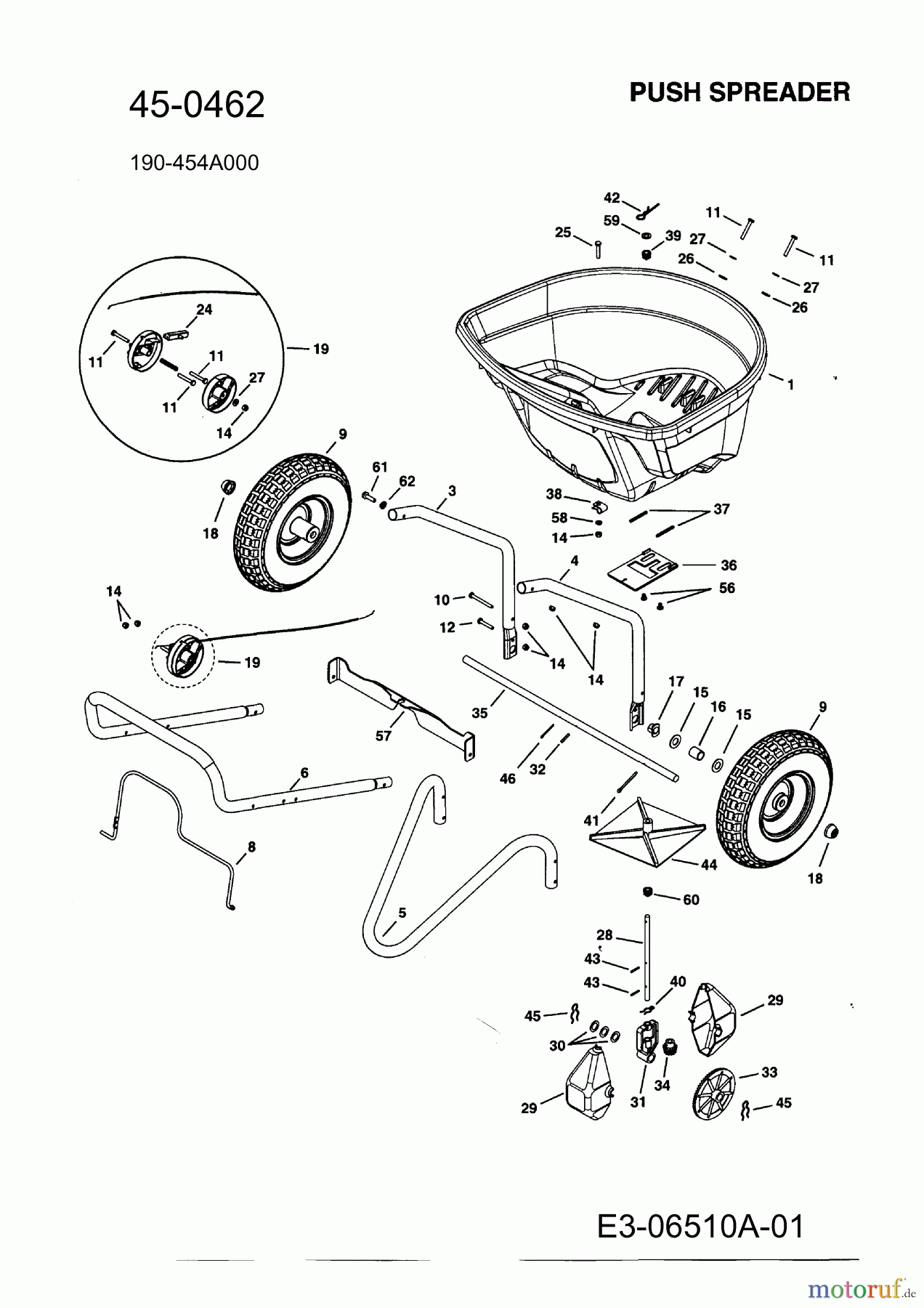  MTD Zubehör Zubehör handgeführte Geräte Streuer 45-0462  (190-454A000) 190-454A000  (2010) Grundgerät