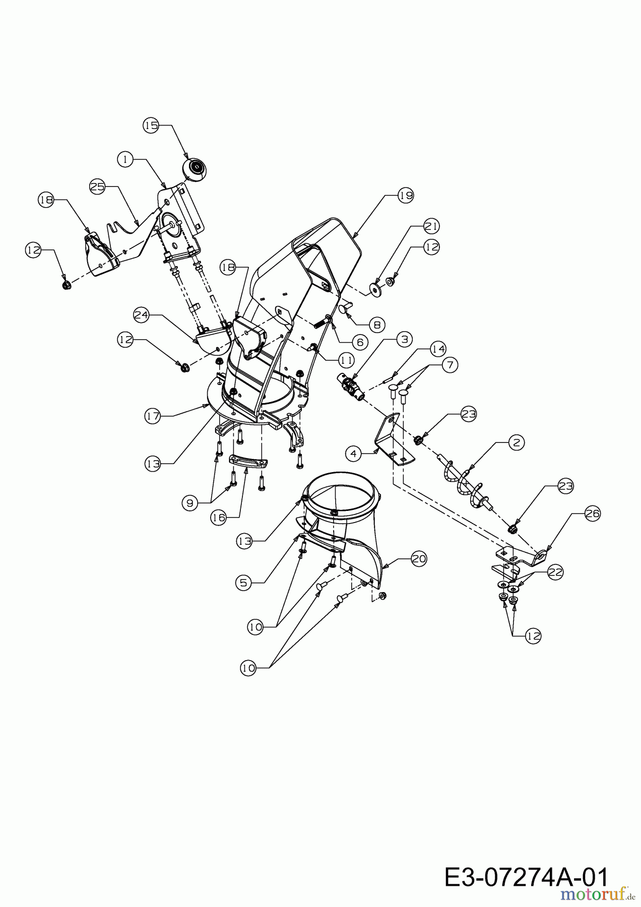  MTD Zubehör Zubehör Garten- und Rasentraktoren Schneefräsen für 800 Serie (RT-99) OEM-190-032  (2010) Auswurfschacht