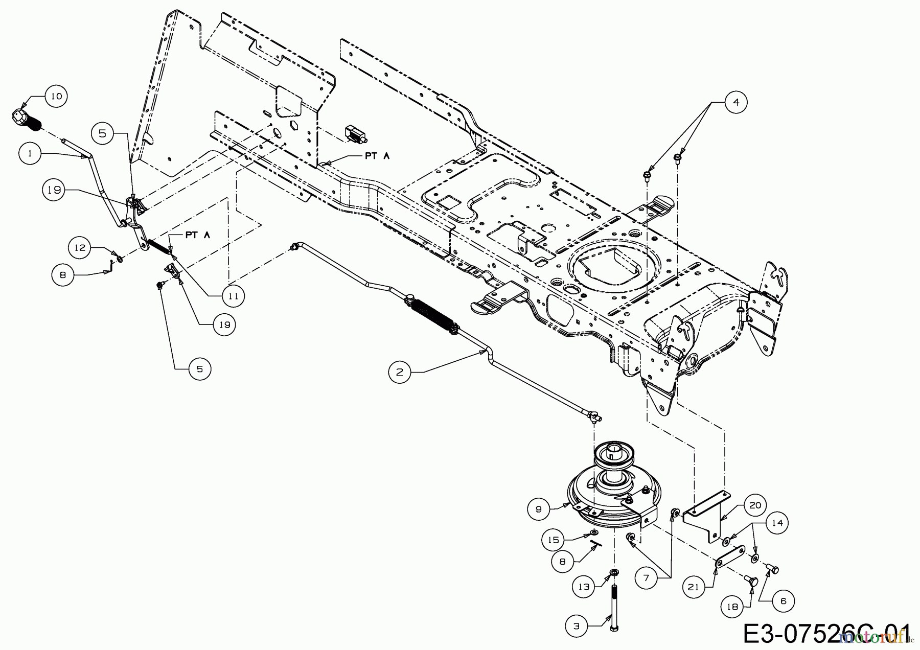  Massey Ferguson Rasentraktoren MF 36-18 RD 13HD91GE695  (2015) Mähwerkseinschaltung, Motorkeilriemenscheibe